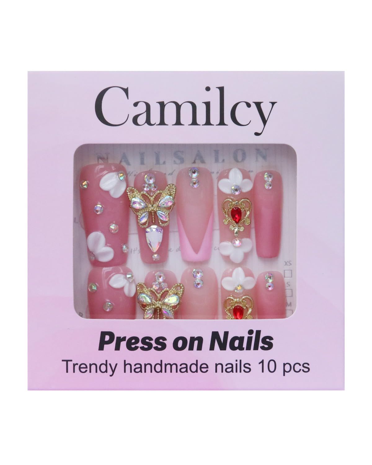 CAMILCY Handmade Nails Press on Long Gradient Blue Black Silver Halloween Star Design Hand painted Reusable Gel UV Finished Pre shaped Artificial False Nails for Women 10pcs 3D Nails (B19, M)