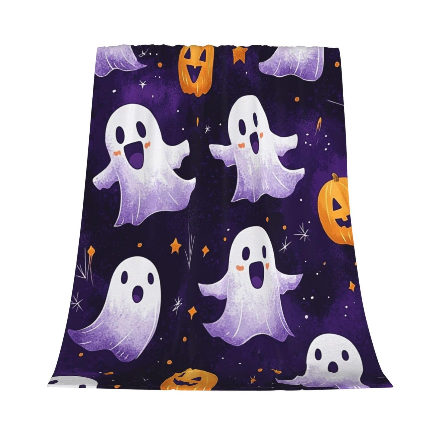 CDSASHCA Spooky Cute Flannel Blanket,Soft Fleece Throw with Smiling Ghosts Motif,Lightweight & Warm,Ideal for Fall Snuggles Or Festive Presents,Vibrant Design,Gifts for Friedns and Family 60X80 Inch