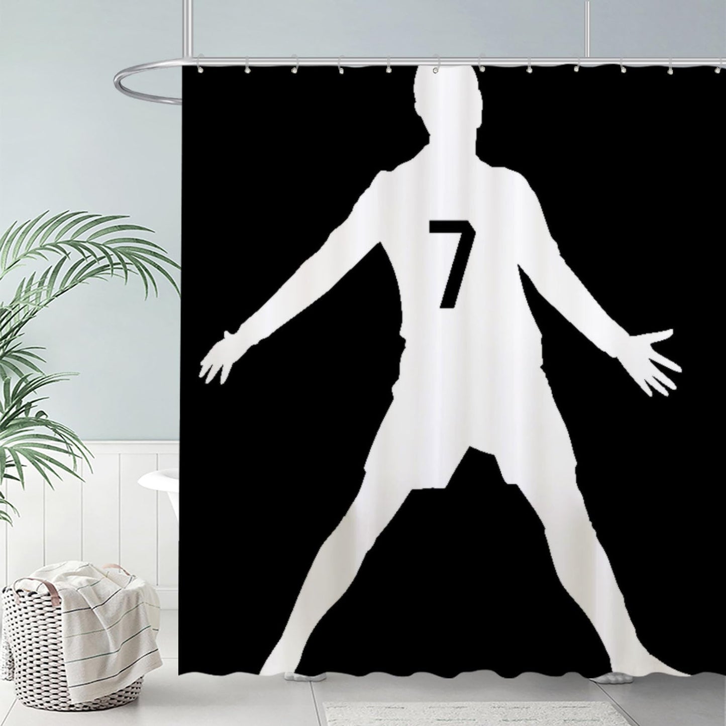Funnytree Football Legend Shower Curtain, Portuguese Superstar Bathroom Decor, Waterproof Fabric Durable Easy Care Washable, 72"X72"(Hooks Not Included) SC00254-002