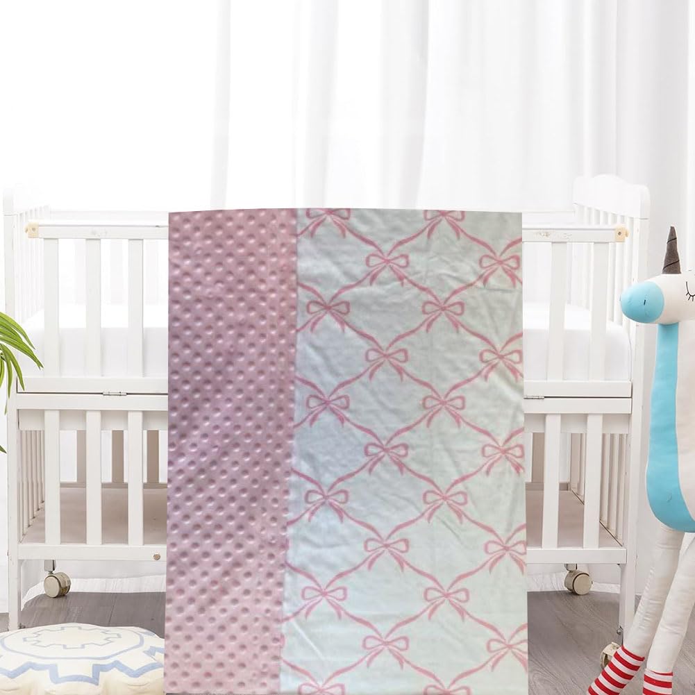 Baby Blanket for Boys Girls Super Soft Double Layer Minky with Dotted Backing Cute Cow Crib Receiving Blanket Bed Throws for Newborns Nursery Stroller Toddler 30 x 40 Inch (Pink Bow)