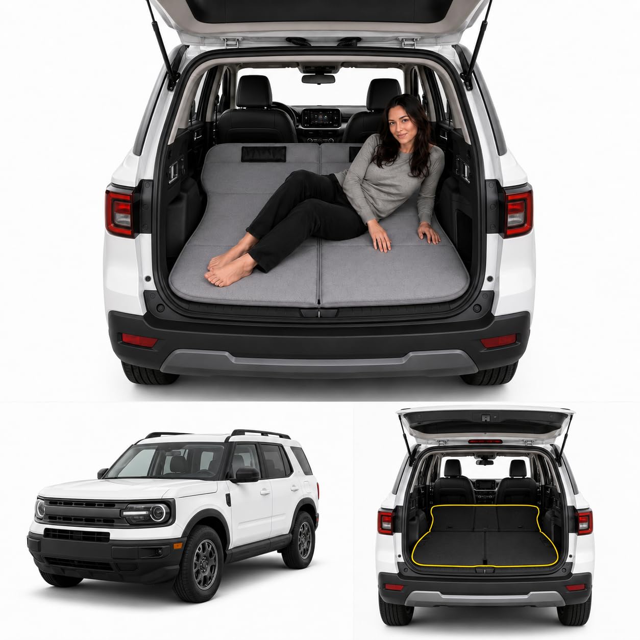MGRFTOX Car Mattress Non-Inflatable Car Camping Mattress, Foldable Trunk Sleeping Pad with Split Design, Portable Car Bed for Road Trips, Camping, Travel, for Ford Bronco Sport，for Ford