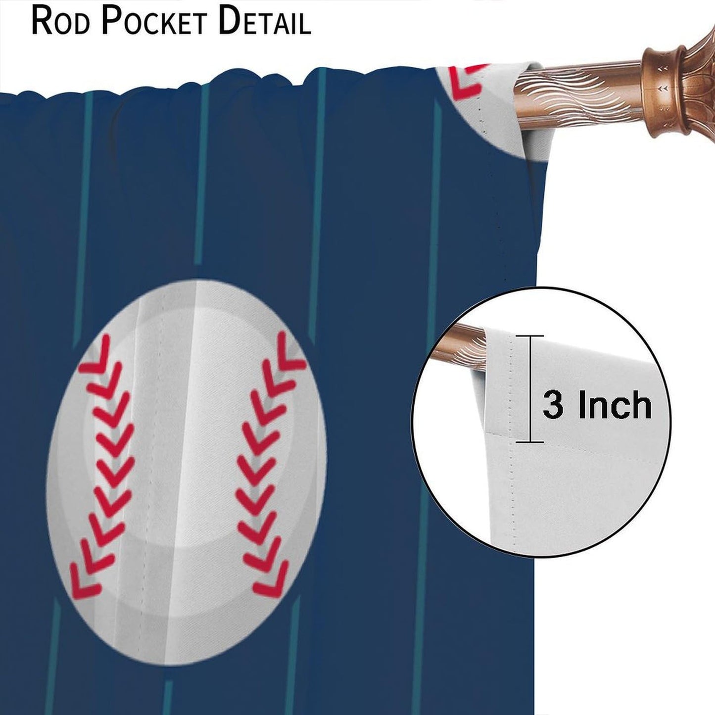 Baseball Curtains Home Décor,Sports Themed Darkening Window Treatments for Teens Girls Boys Bedroom Living Room Drapes 2 Panel Sets Total Size 42" x 45" Blue