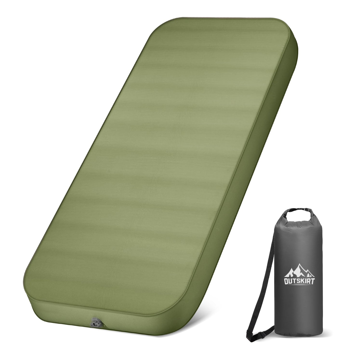 OUTSKIRT Camping Mattress, Self Inflating Sleeping Pad with Pump Sack, Foam Camping Pad for Sleeping, 4” Thickness Sleeping Mat for Camp/Travel/Car/Tent, 4 Season Camp Air Mattress