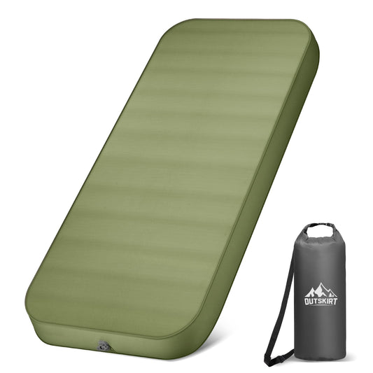OUTSKIRT Camping Mattress, Self Inflating Sleeping Pad with Pump Sack, Foam Camping Pad for Sleeping, 4” Thickness Sleeping Mat for Camp/Travel/Car/Tent, 4 Season Camp Air Mattress