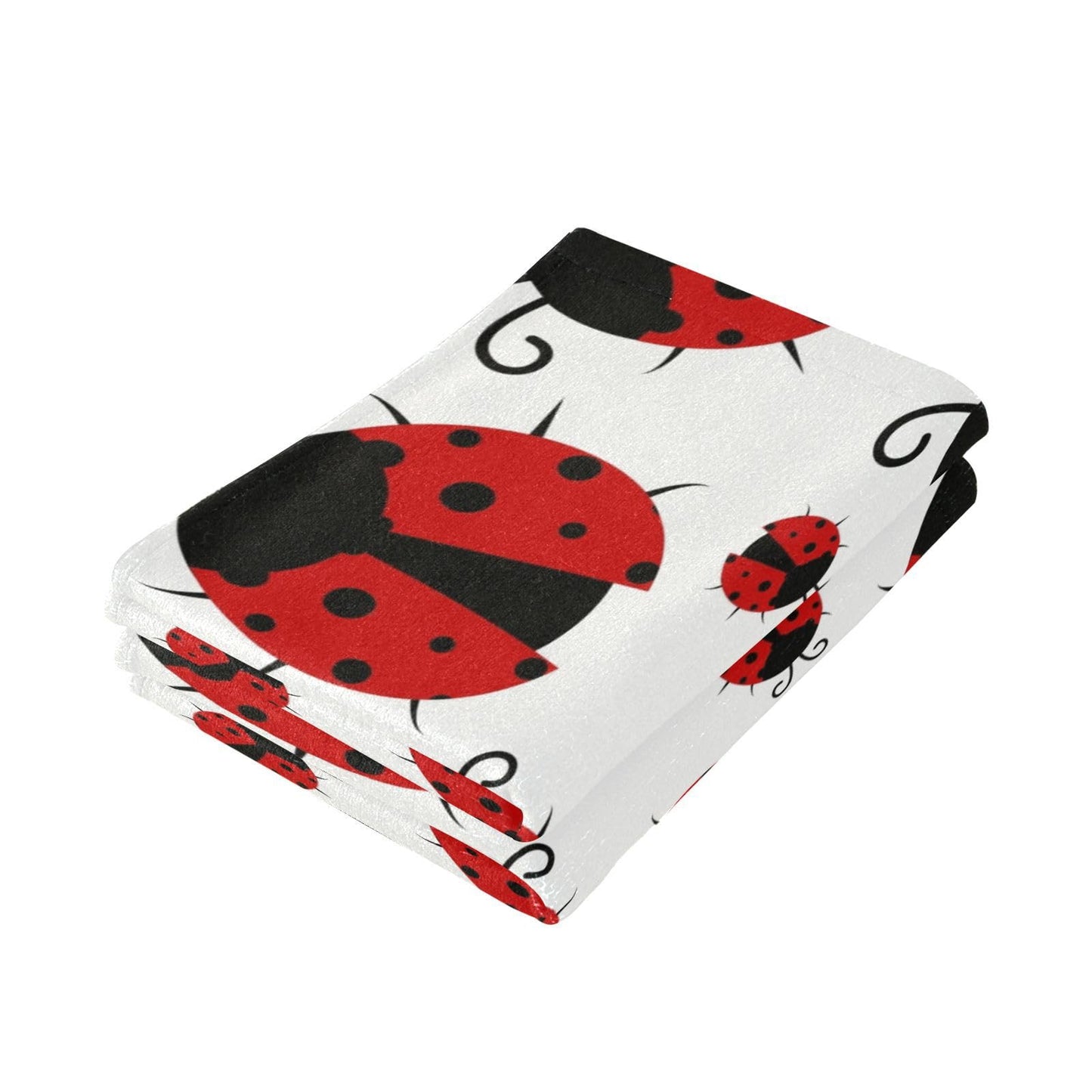 Ladybug Hand Towels for Bathroom Set of 2, Red and White Cartoon Insect Bath Towels Soft Absorbent Decorative Fingertip Towels Home Hotel Spa Gym Face Towels Kitchen Tea Dish Towels 14" x 28"