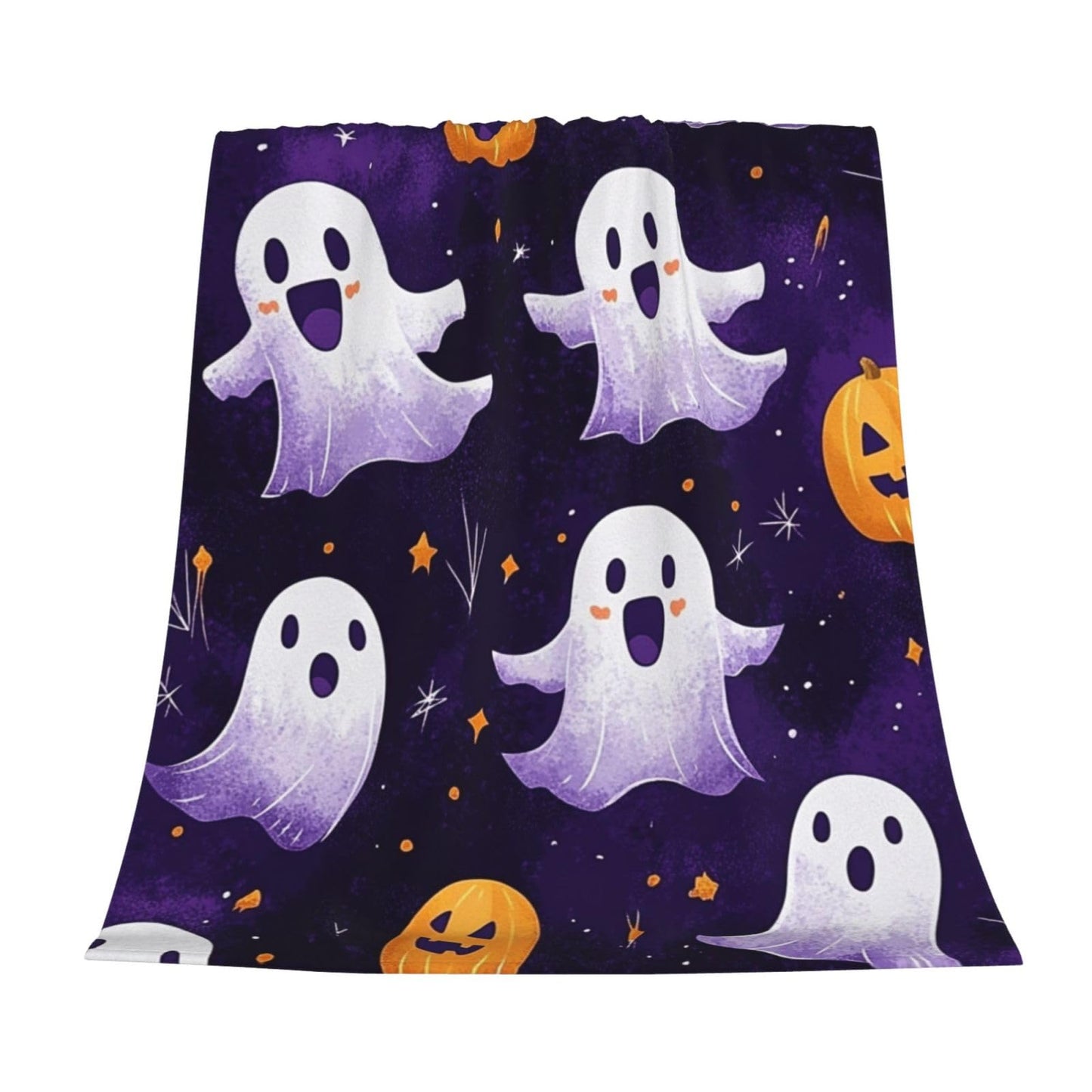 CDSASHCA Spooky Cute Flannel Blanket,Soft Fleece Throw with Smiling Ghosts Motif,Lightweight & Warm,Ideal for Fall Snuggles Or Festive Presents,Vibrant Design,Gifts for Friedns and Family 40x50 Inch