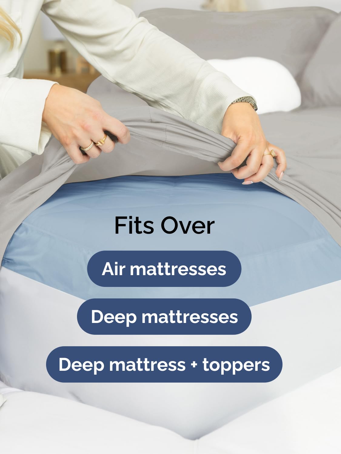 Extra Deep Pocket King Size Sheet Set - 4 Piece Breathable & Cooling Bed Sheets - Hotel Luxury Bedding with 16 to 21 inch Extra Deep Pockets - Soft, Fade and Wrinkle Resistant - Oeko-Tex - Light Grey