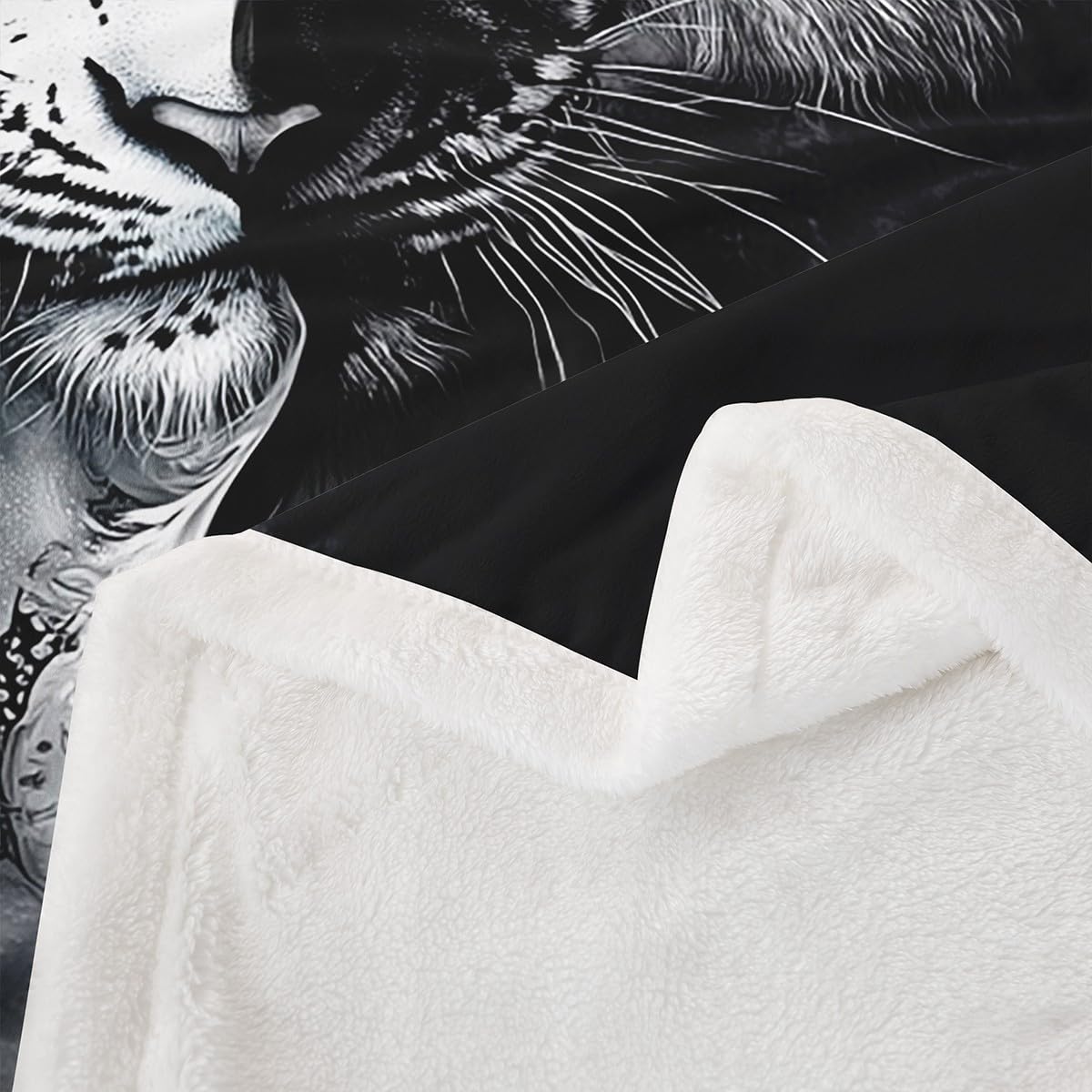 Erosebridal Tiger Fleece Blanket Twin Size African Safari Animal Sherpa Blanket Black and White Stripes Fuzzy Plush Throw 3D Wildlife Decor for Sofa Couch for Boys Adult Men Women