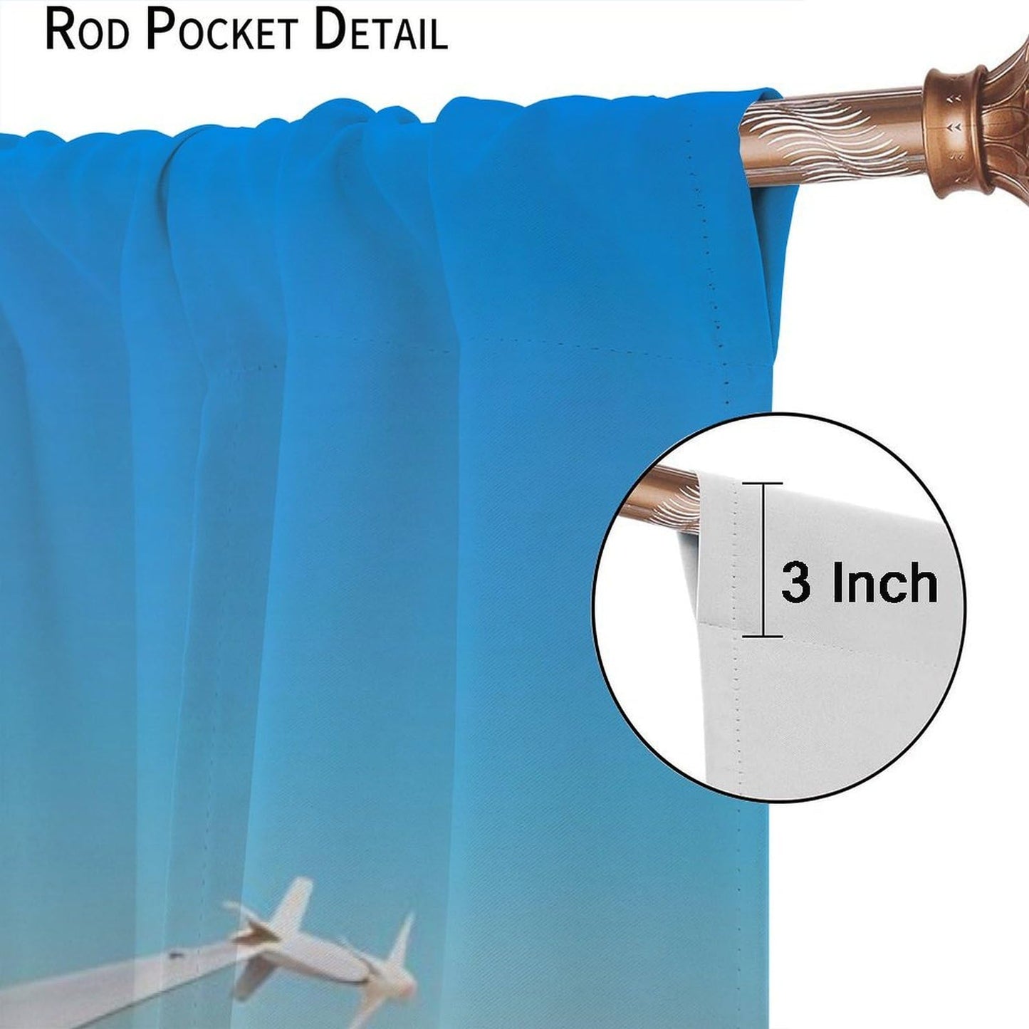 Airplane Curtains Old Military Combat Aircraft American Flag Picture Rod Pocket Window Treatments for Kids Boys Living Room Kitchen Bedroom 2 Panel Set 41" x 45" （No Blackout）