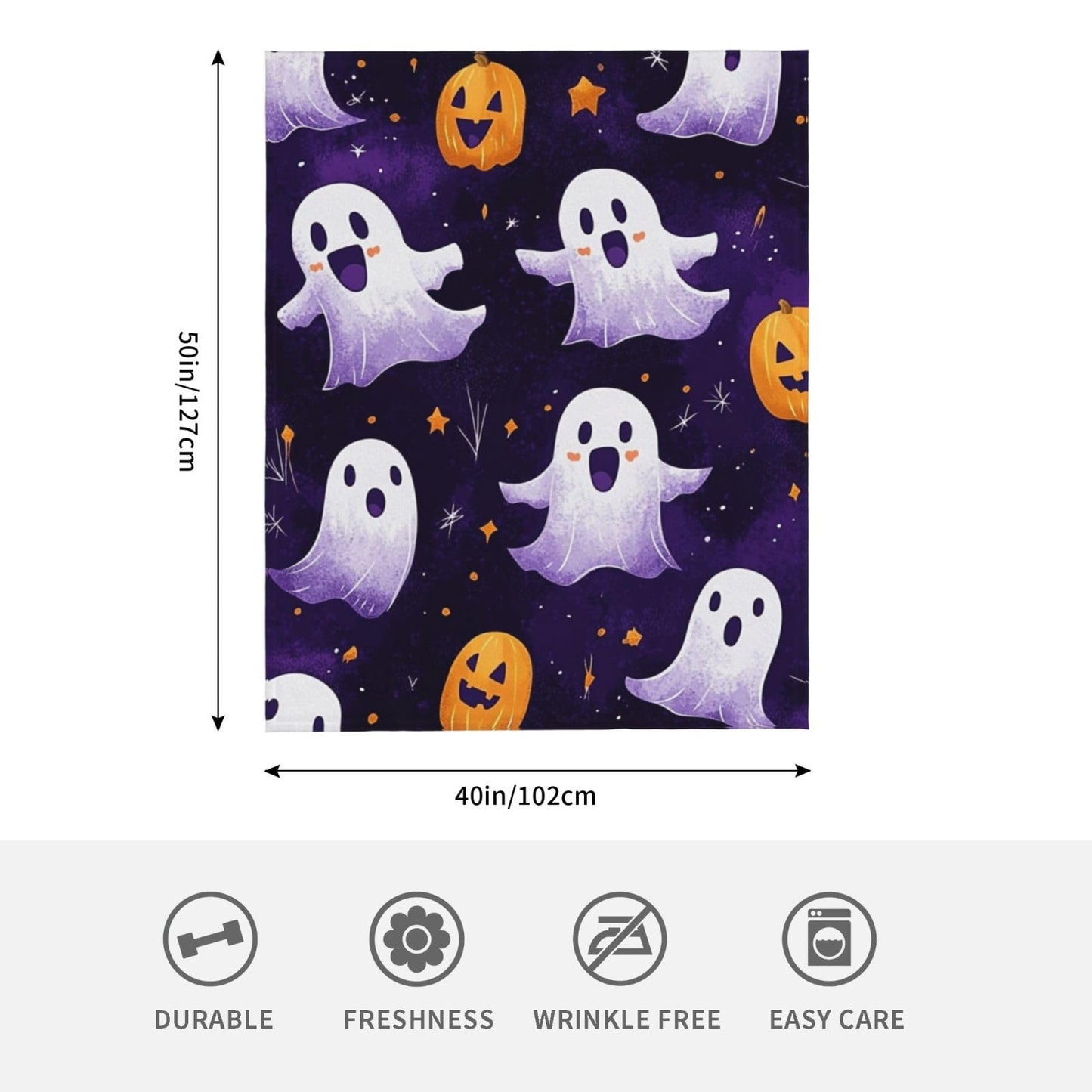 CDSASHCA Spooky Cute Flannel Blanket,Soft Fleece Throw with Smiling Ghosts Motif,Lightweight & Warm,Ideal for Fall Snuggles Or Festive Presents,Vibrant Design,Gifts for Friedns and Family 40x50 Inch
