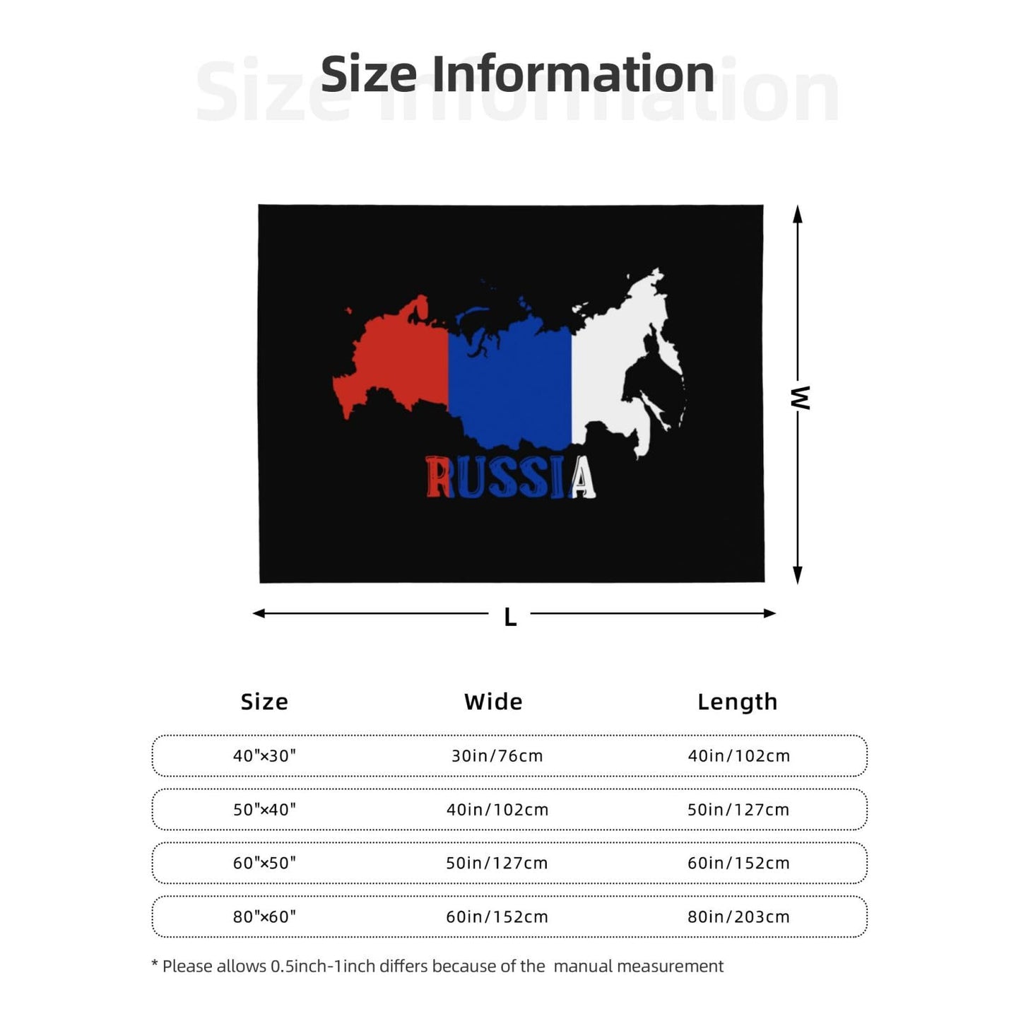 Russia Throw Blanket for Bed and Couch Warm Winter Style - Lightweight Cozy Blanket for All Seasons