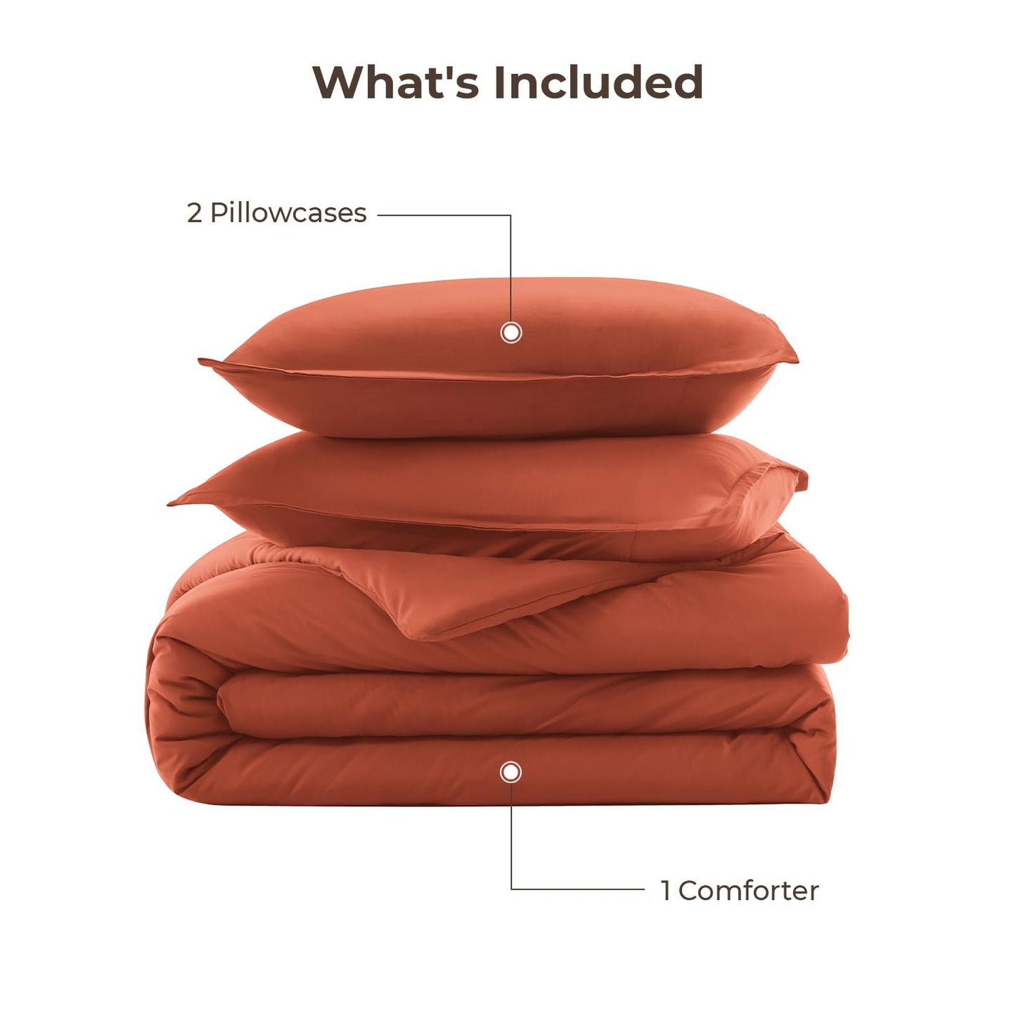 Litanika Comforter King Size Bed Set Burnt Orange, 3 Pieces Terracotta Boho Lightweight Fluffy Solid Bedding Comforter Set, Rust All Season (104x90In Comforter & 2 Pillowcases)