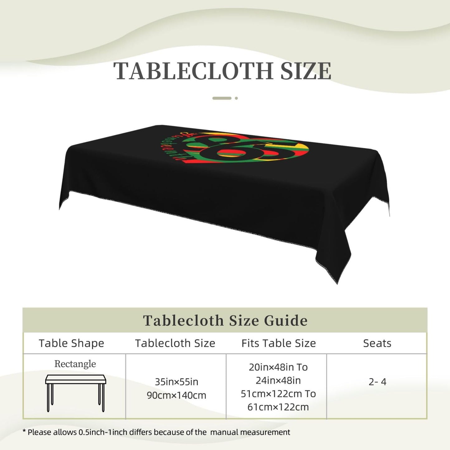 Juneteenth Heart African Freedom 1865 Rectangular Tablecloth Table Cloth Decorative Table Cover for Dining/Party/Buffet/Wedding 35 x 55 Inches