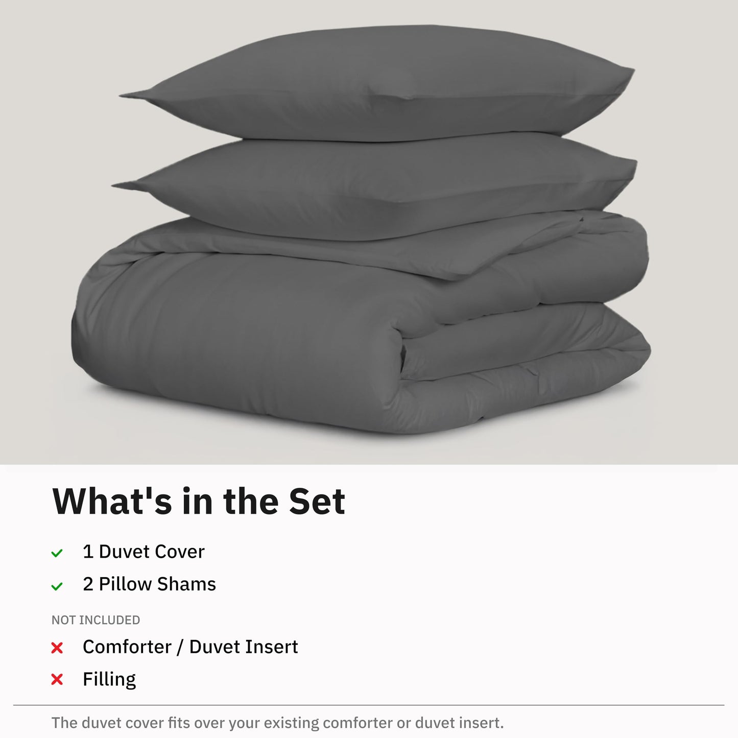 California Design Den 3 Pc Full/Queen Size Duvet Cover Set - Winner Good Housekeeping Best Bedding Awards 2025, 400 Thread Count Sateen, 100% Cotton Duvet Cover Queen,Button Closure, Corner Ties -Grey
