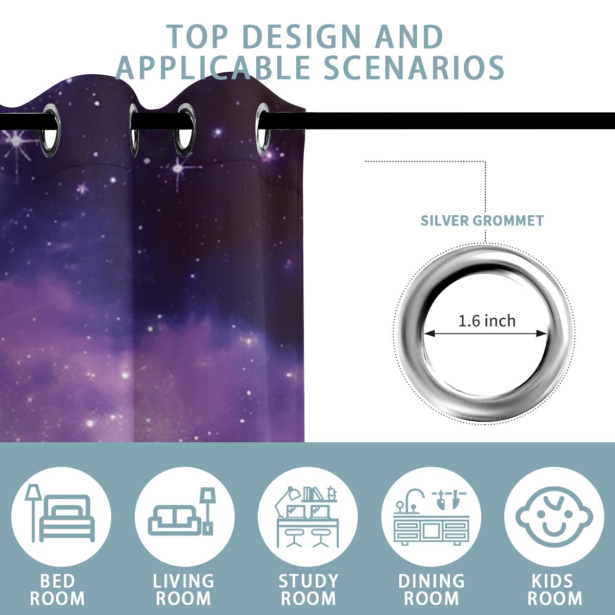 Starry Sky Unicorn Blackout Curtains for Girls Boys Kids Teens Home Decor, Pink Fantasy Stars Galaxy Grommet Thermal Insulated Drapes Darkening Window Curtain for Bedroom Living Room, 42 x 45 Inch