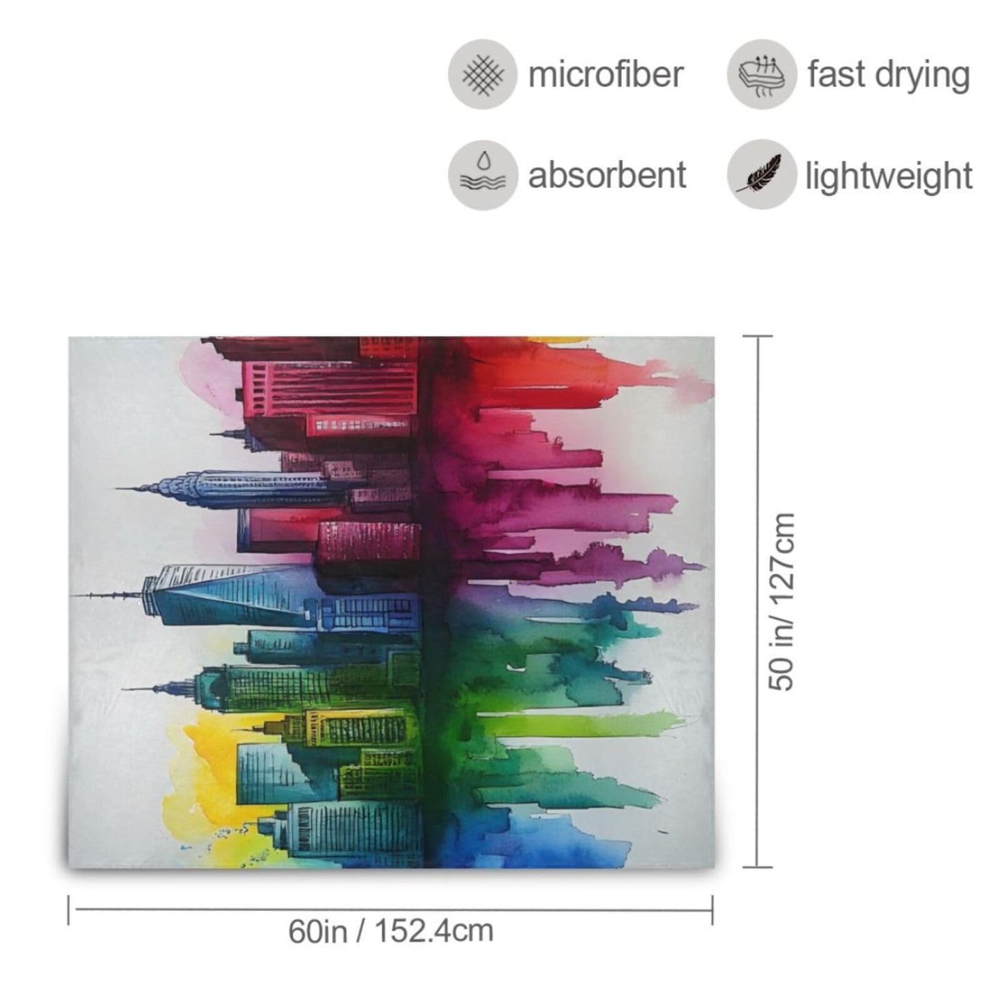 AIXIWAWA Throw Blanket Painting City Print for Couch, Warm Soft 50×60 inches Lightweight Fleece Decorative Blankets for Bed Sofa All Season