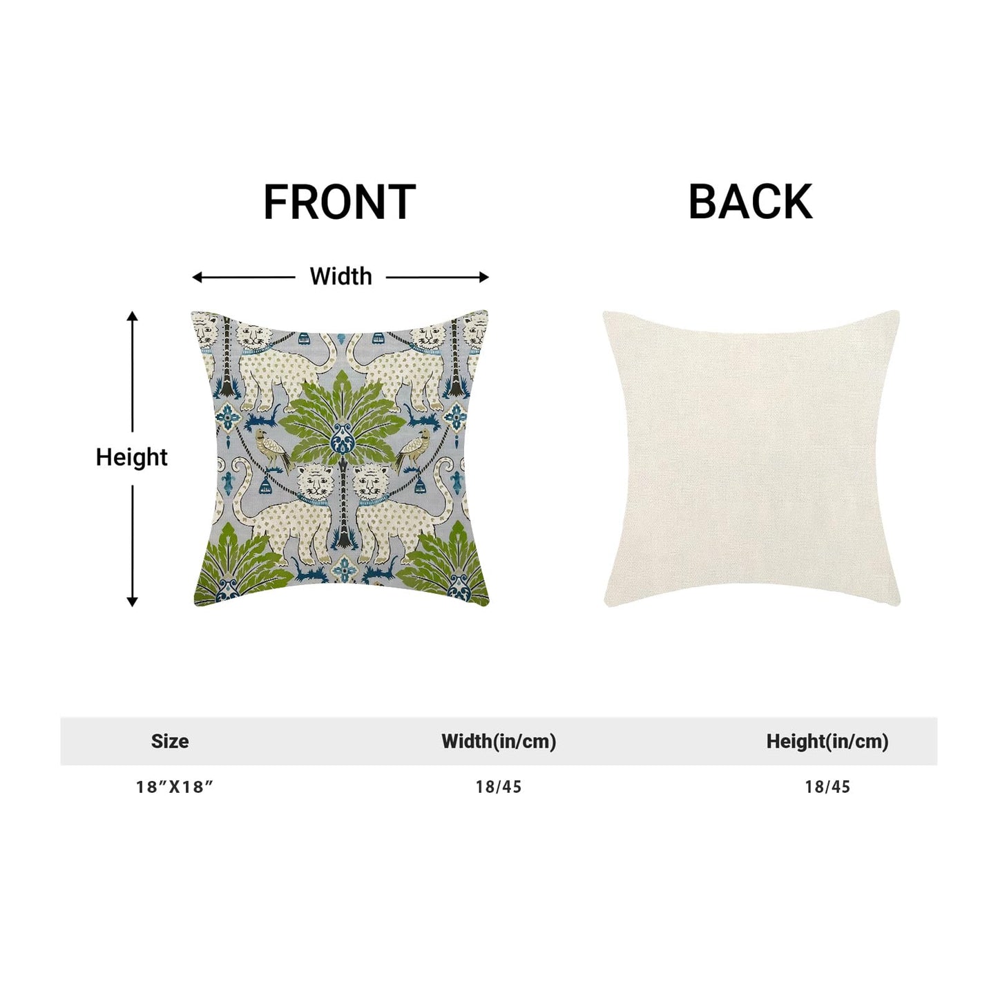 Sorktse Boho Pillow Covers 18x18 Inch Set of 2 Tropical Palm Tree Throw Pillows Blue Green Chinoiserie Asian Bird Animal Print Tiger Pillowcases Outdoor Decor Linen Cushion Covers for Sofa Cushion