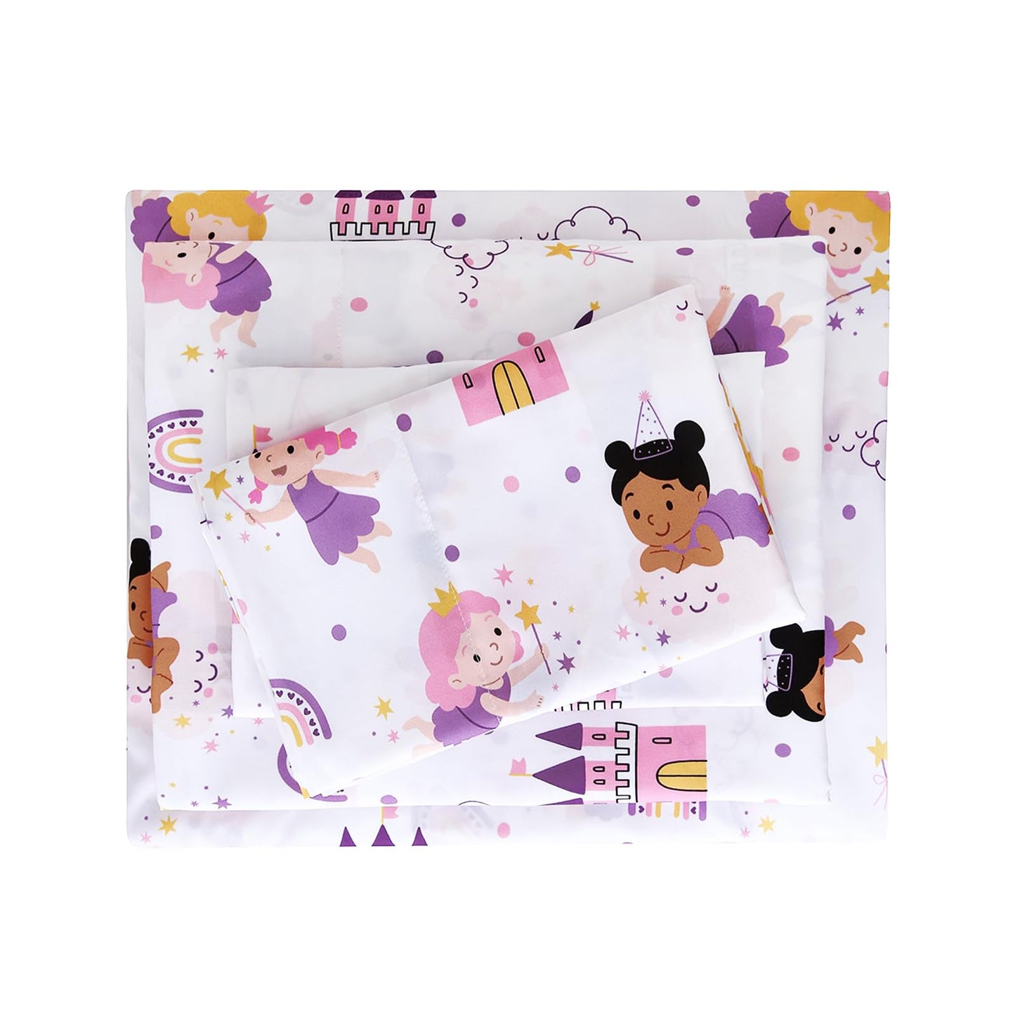 MCO Fairy Castle Twin Sheets Set Kids, Soft Microfiber Bed Sheet Set for Boy Girls, 3 Pieces Breathable Twin Sheets