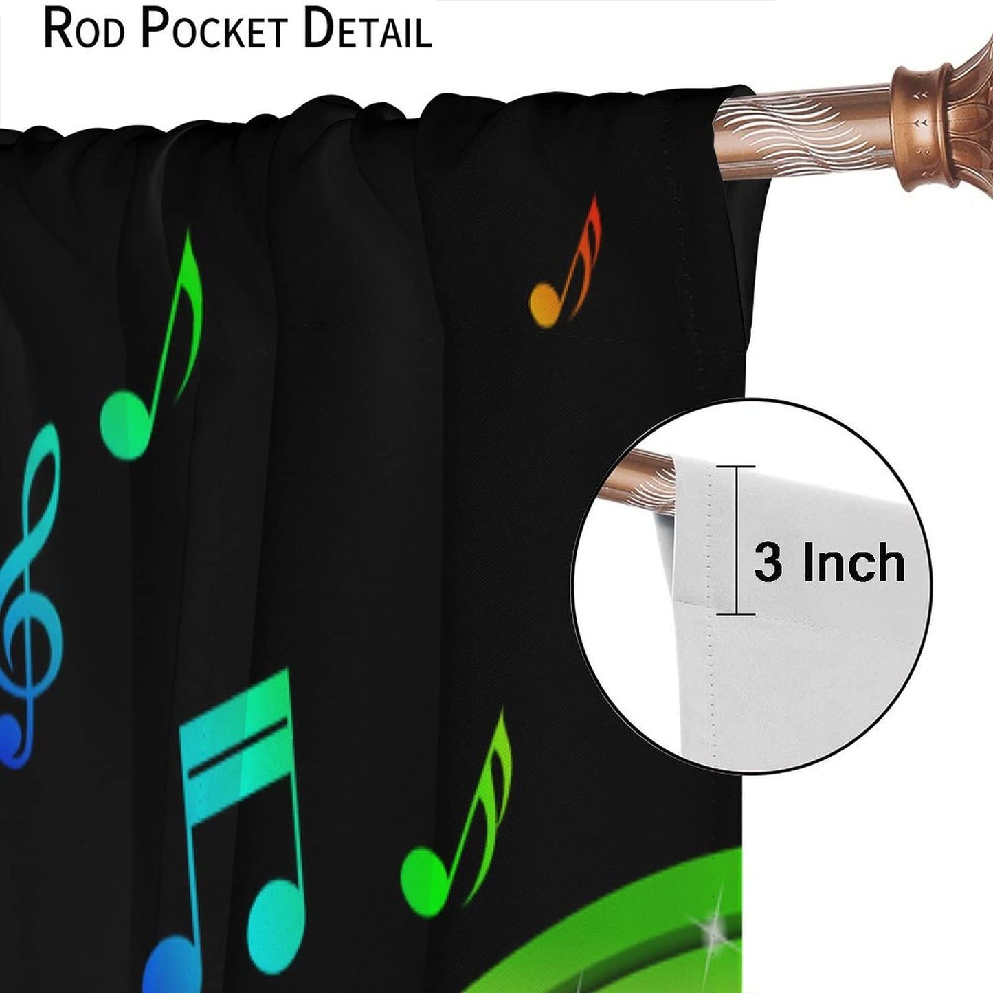 Music Blackout Curtains,Colorful Music Note Pattern Window Drapes for Bedroom Living Room Music Room Window Drapes 2 Panel Set,Total Size 42" x 63"