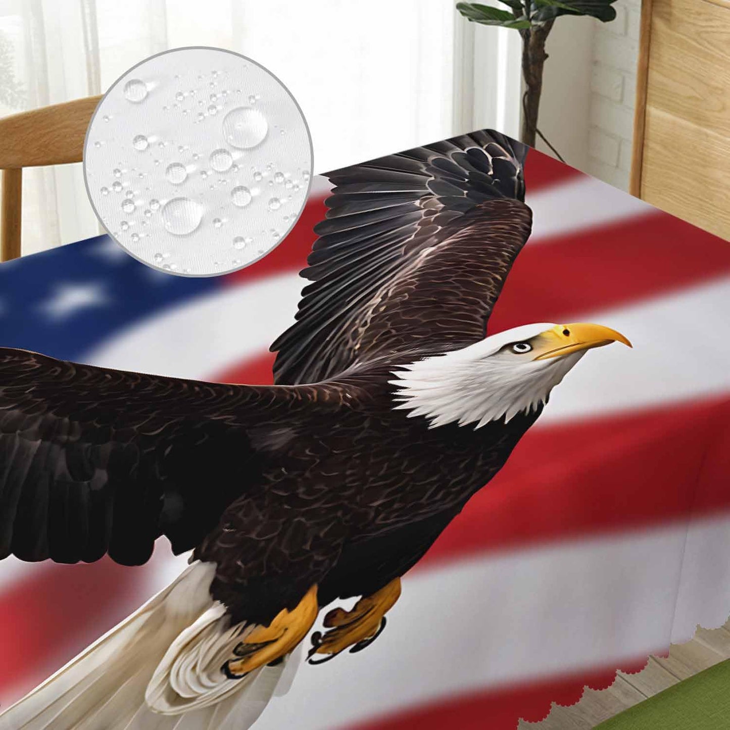 Beabes Tablecloth Bald Eagle 52 X 70 Inch, American Flag Bald Eagle Oblong Table Cloths Anti-Shrink Decorative Table Cover for Kitchen Dinning Tabletop Outdoor Picnic BBQ