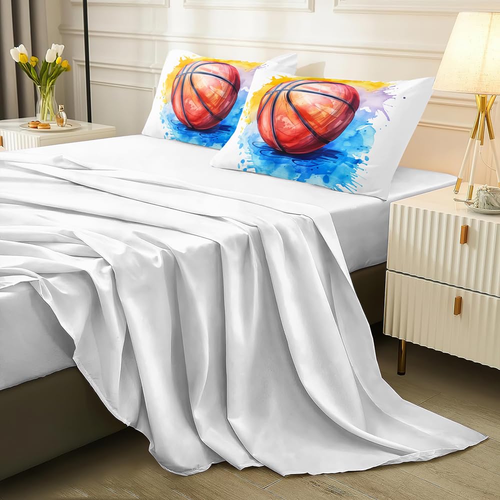 RUPSLO 5 Pieces Basketball Comforter Set Boys,Twin Comforter Bedding Set for Teens,Boys Twin Comforter Sets,Basketball Bedding Twin,Sports Comforter Twin 5Pcs