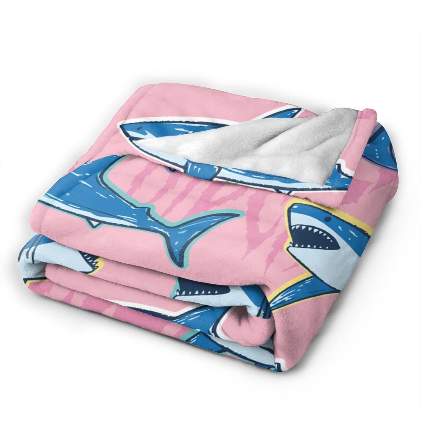 Cartoon Shark Blanket Soft Lightweight Throw Blankets Cozy Flannel Bed Throws for Sofa Couch Travel Home Room Bedroom Decor Gifts for Boys Girls Kids Adults 60"x50"