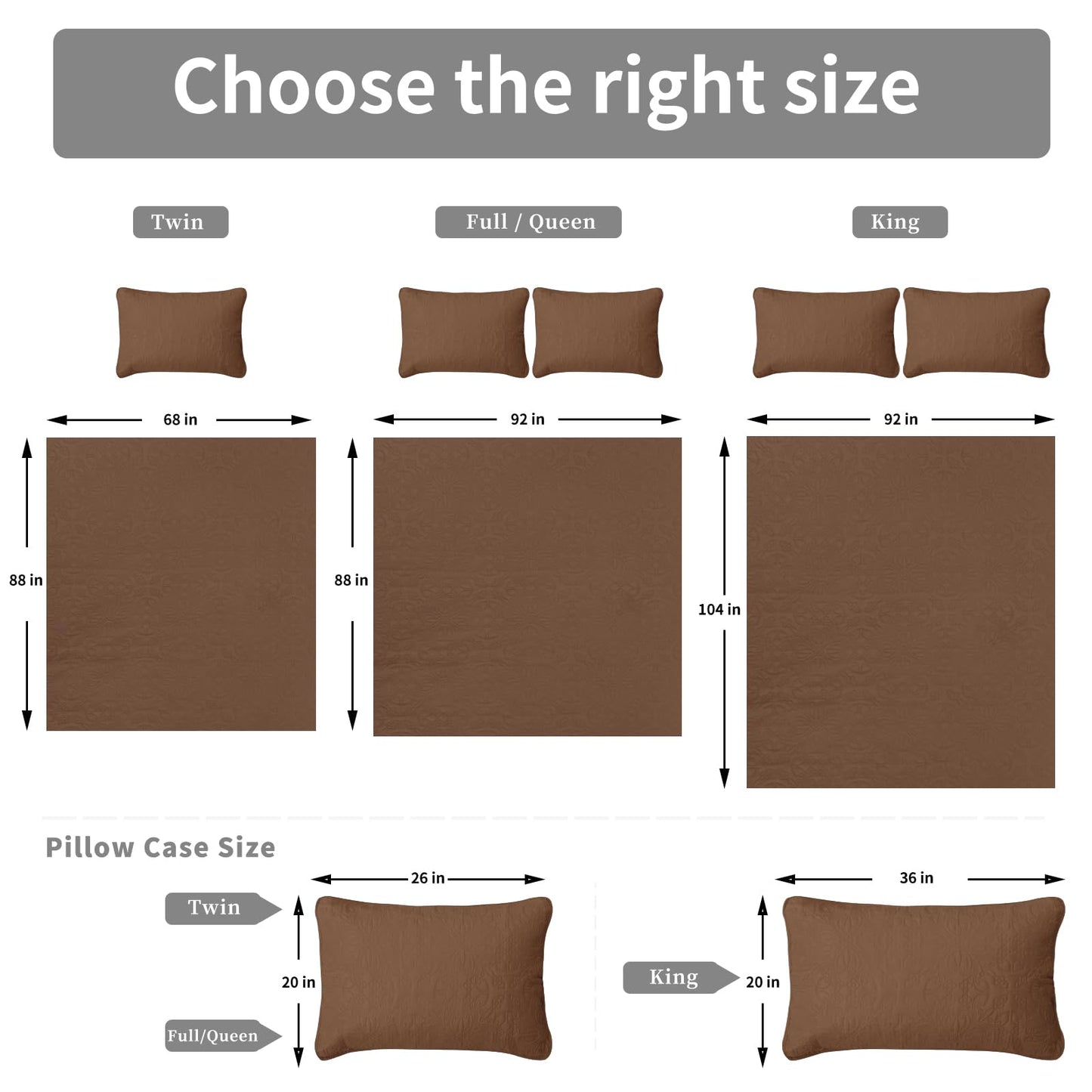 Easy-Going Full/Queen Size Reversible Quilt Set with 1 Quilt and 2 Pillow Shams, Soft Bed Quilt Cover, Water Resistant Lightweight Microfiber Bedspread, Stain Resistant, Damask-Brown/Beige