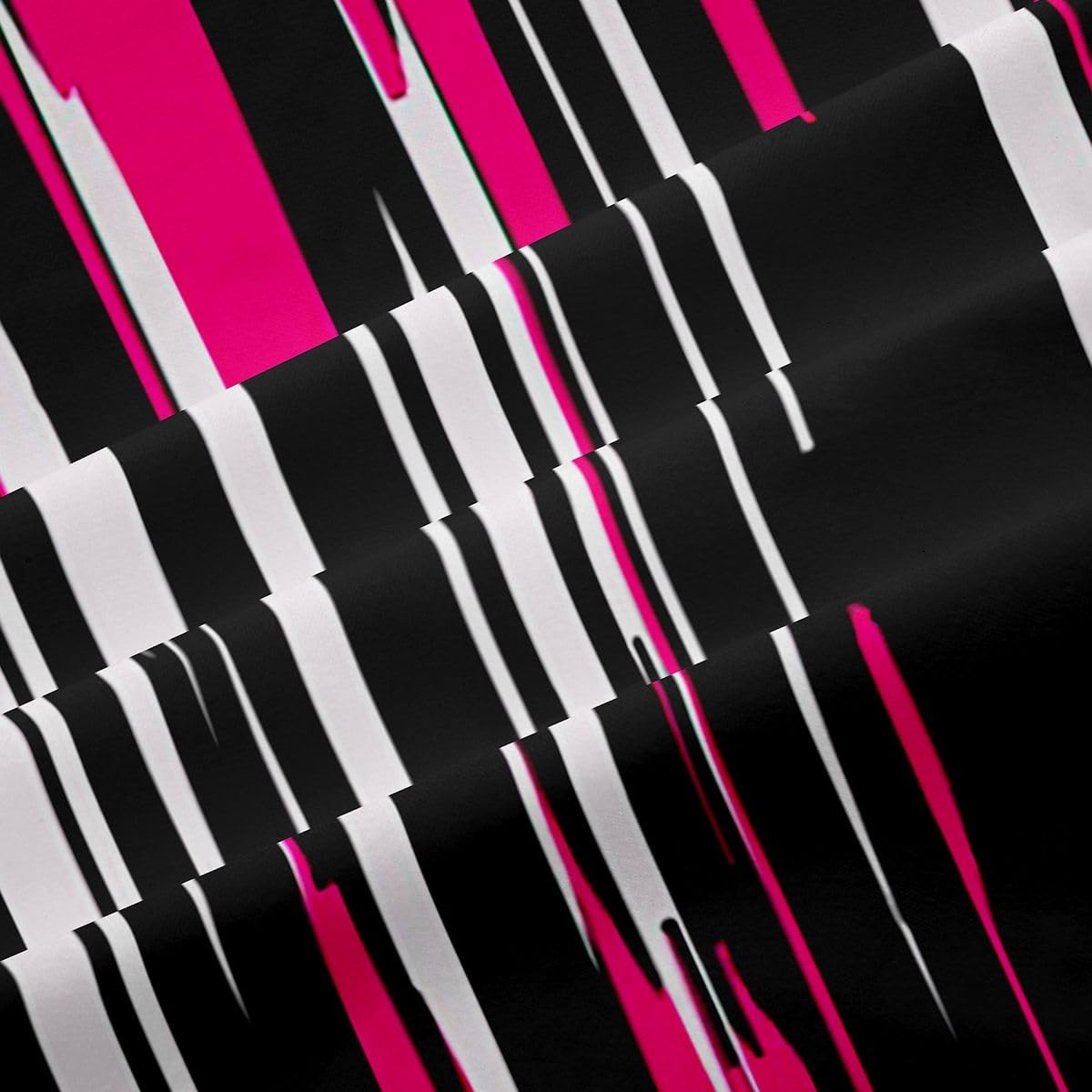 Ombre Hot Pink Black Curtains for Bedroom Living Room Girls Kids (2 Panels, 42 x 63 Inch) Stripes Blackout Curtainsative Geometric Darkening Dreapes Modern Striped Art Window Treatments Abstract