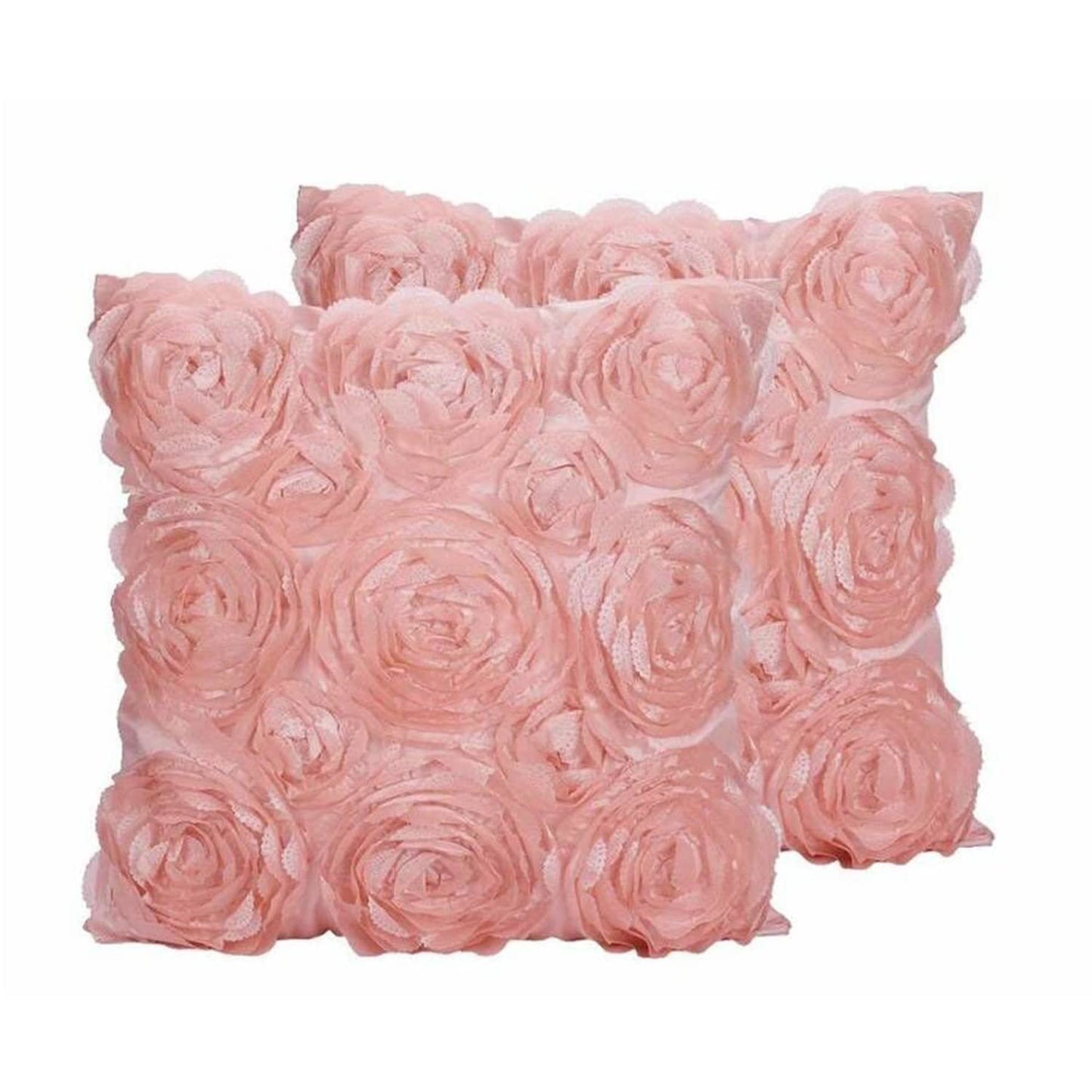 SeptCity Decorative Throw Pillow Covers for Couch Cushion Case, Romantic Love Satin Rose Wedding Party Home Decor,16 x 16 Inches Home Gift (Set of 2)- #Pink