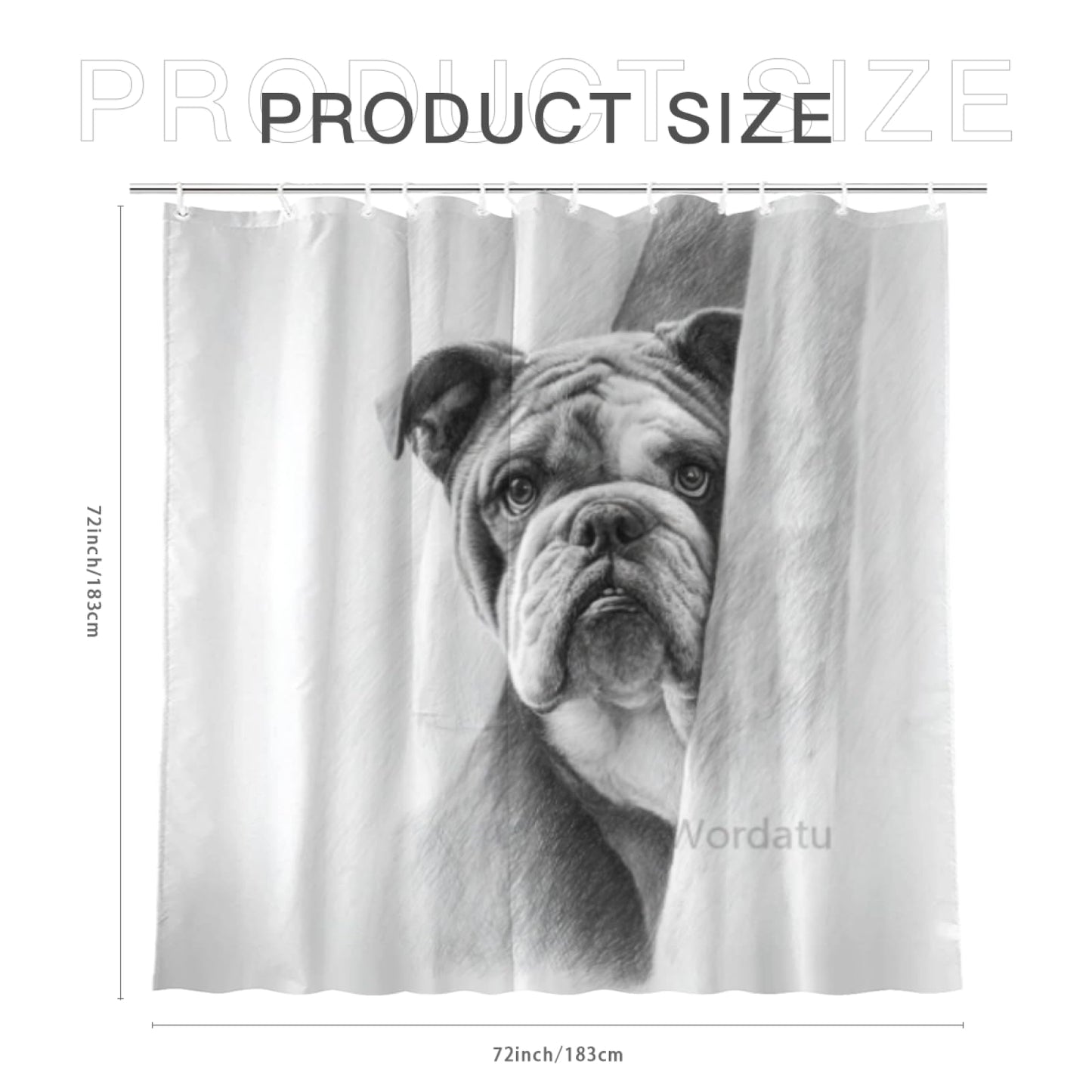 Wordatu Bulldog- Shower Curtain Bathroom Set 72x72 Inches Taking a Bubble Bath Animal Bath Animal Pet Dog Art Home Decor 12 Hooks