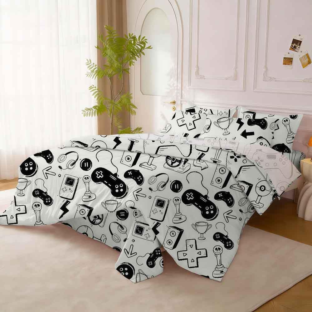 SDY 7 Piece Twin Gamer Bedding Set，Bed in a Bag with Soft Gamer Comforter Set and Gamer Bed Set for Boys Girls Kids