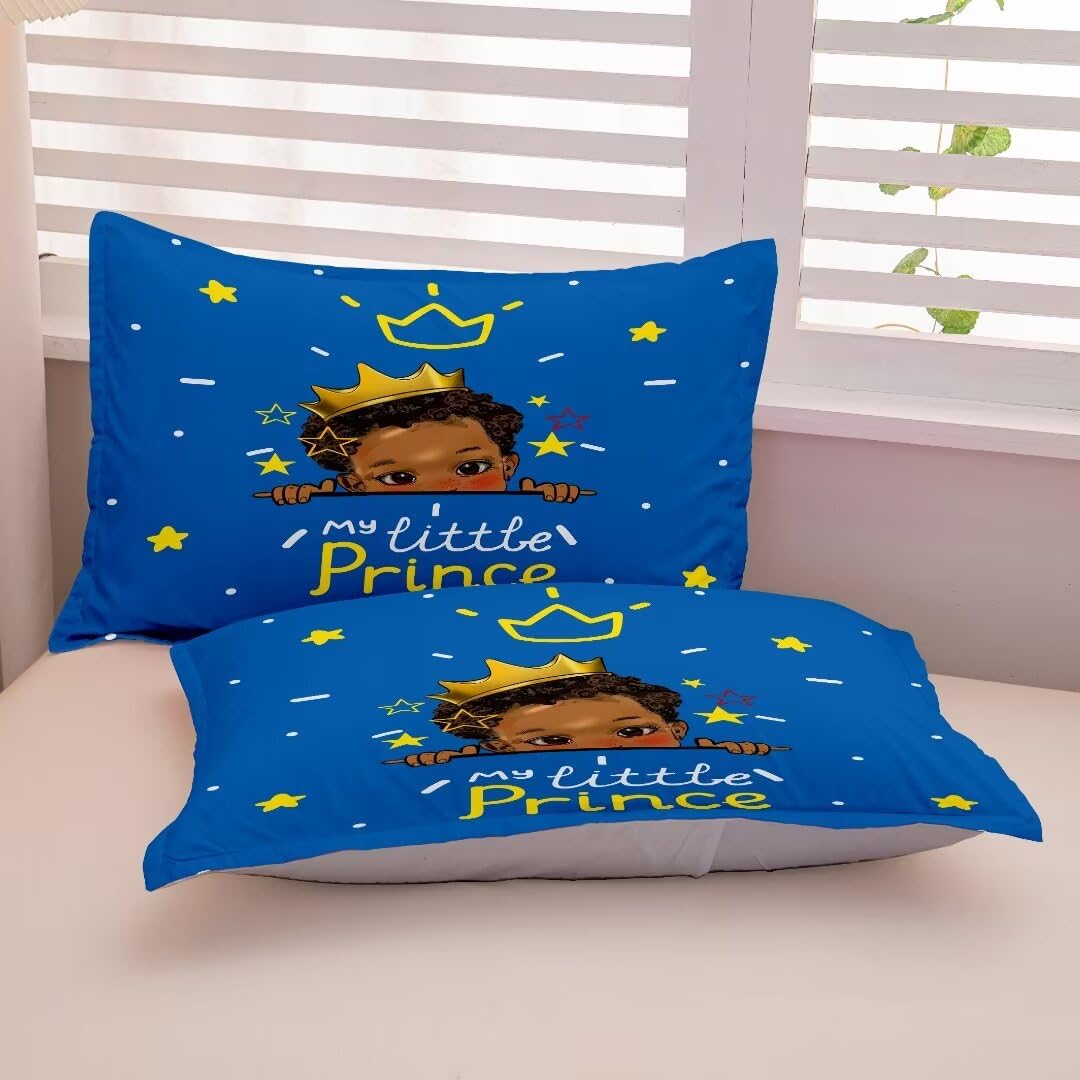 GRAT TIOC Black Boy Comforter Set for Kids Teens Twin, Cute African American Bedding Set, Afro Boy Melanin Bedroom Bed Set with 2 Pillowcases