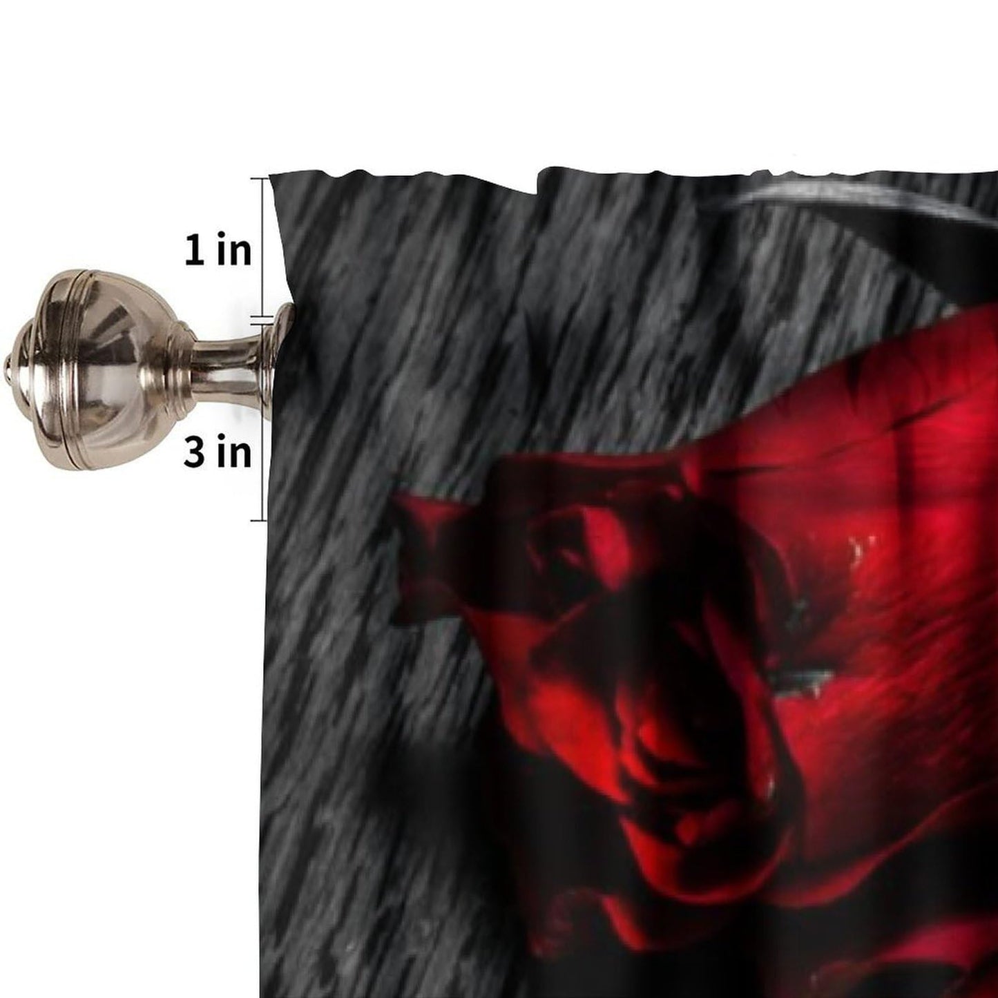AAVEUP Rose Valance Curtain Romantic Retro Country Style Black and White Elegant Art Red Rose Valances Window Treatment for Kitchen Girls Bedroom Living Room 54x18In