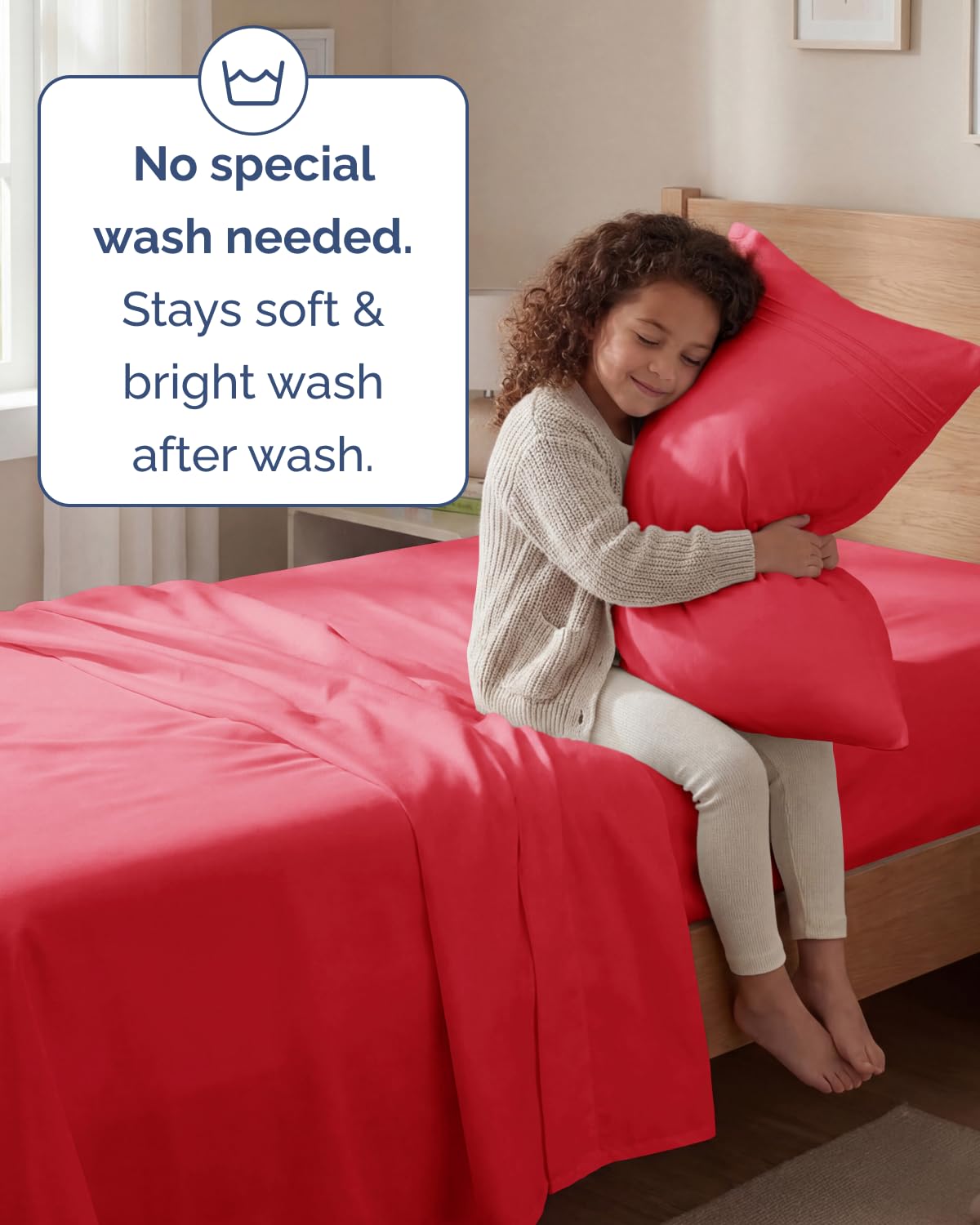Twin Size 3 Piece Sheet Set - Comfy Breathable & Cooling Sheets - Hotel Luxury Bed Sheets for Women & Men - Deep Pockets, Easy-Fit, Extra Soft & Wrinkle Free Sheets - Red Oeko-Tex Bed Sheet Set