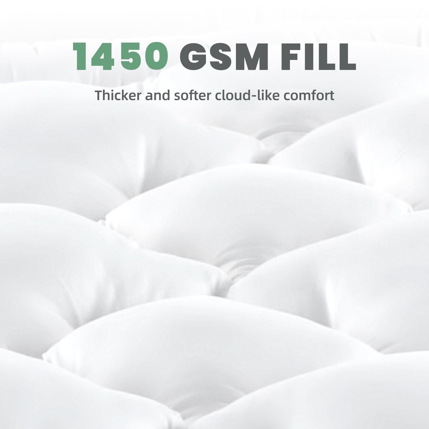 BDEUS Twin Mattress Pad, Extra Thick 1450GSM Mattress Topper, Four Leaf Clover Soft Mattress Protector Cover with 21" Deep Pocket for Back Pain Relief, 3D+7D Down Alternative Fill Overfilled, White