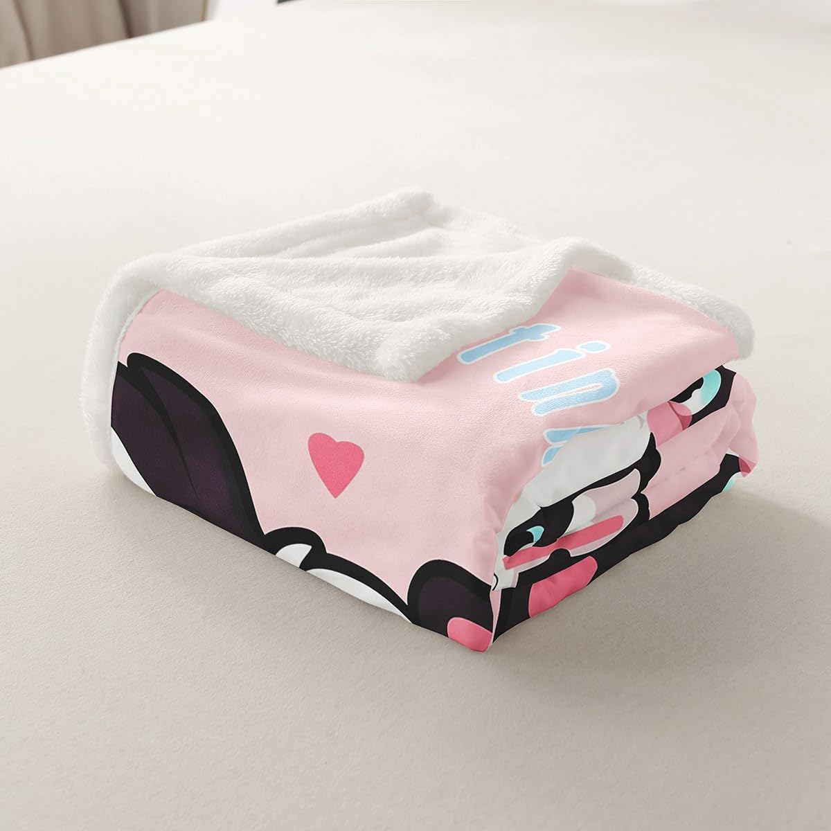 Erosebridal Cartoon Skunk Sherpa Blankets Pink Kawaii Princess Girls Throw 50"X60" Throw Bed Blanket Cute Animal Skunk Fleece Blankets Woodland Wildlife Fuzzy Blanket for Kids Teen Women
