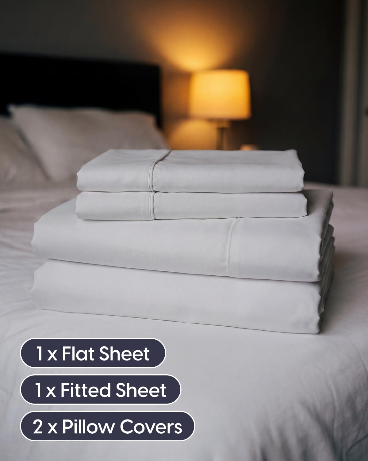 Sleepy Town Full Size Bed Sheets - 4 Piece - Full Sheet Set - Extra Soft, Comfy & Cooling - Easy Care - Shrinkage, Wrinkle & Fade Resistant - Brushed Microfiber - Deep Pocket Bed Sheets (Light Grey)