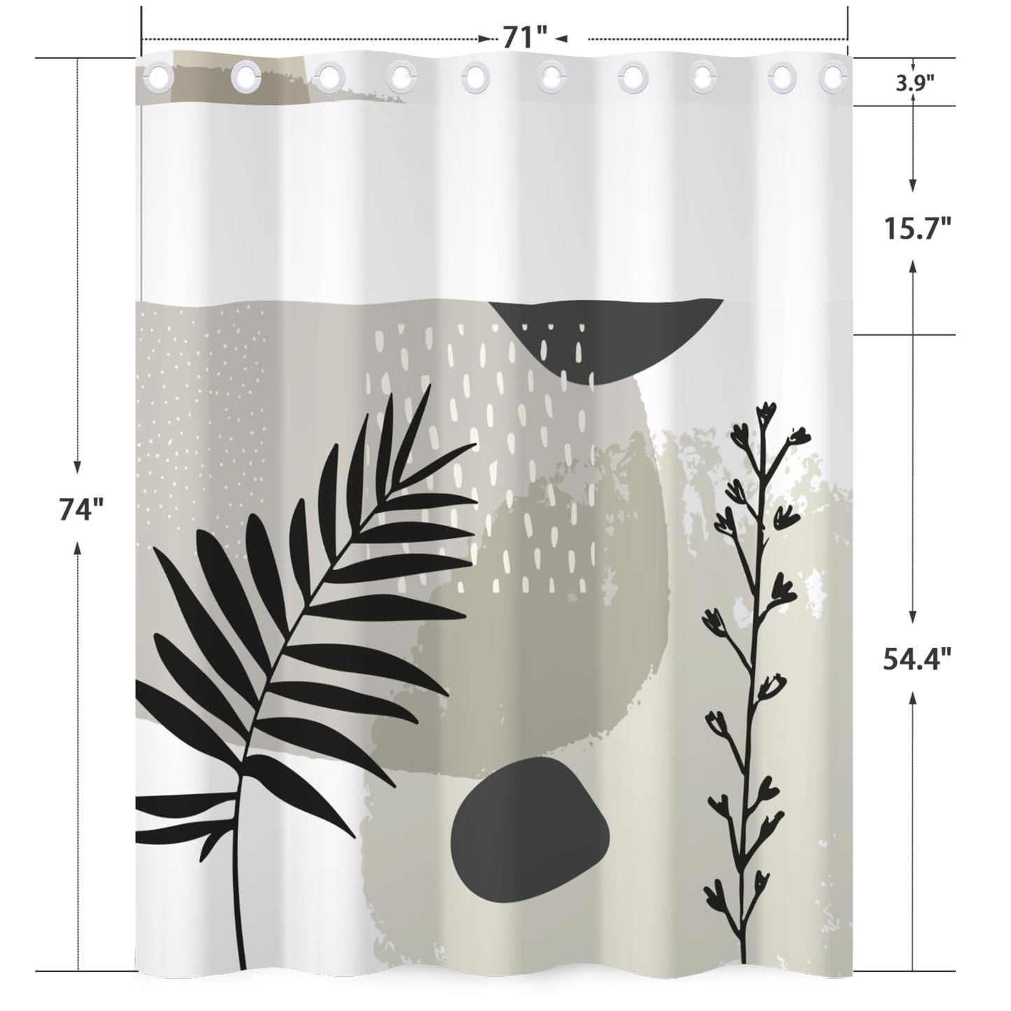 NAEMBCU No Hook Boho Shower Curtain and Liner Set 71 x 74 Inch