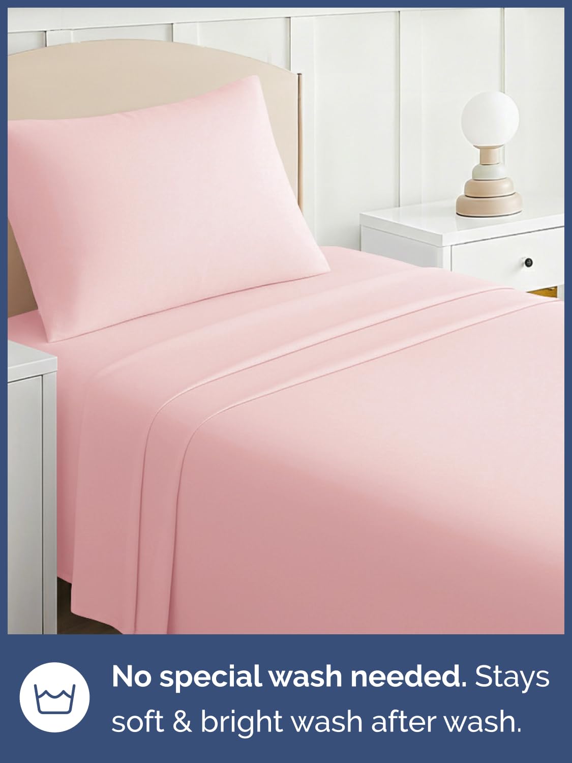 Kids Twin Size Bed Sheet Set - 3 Piece Kids Loft Bed Sheets - Solid Pink Themed Bedding - Soft, Cute and Cozy - Breathable and Machine Washable - Bedding for Boys, Girls, Teens & Toddlers - Oeko-Tex