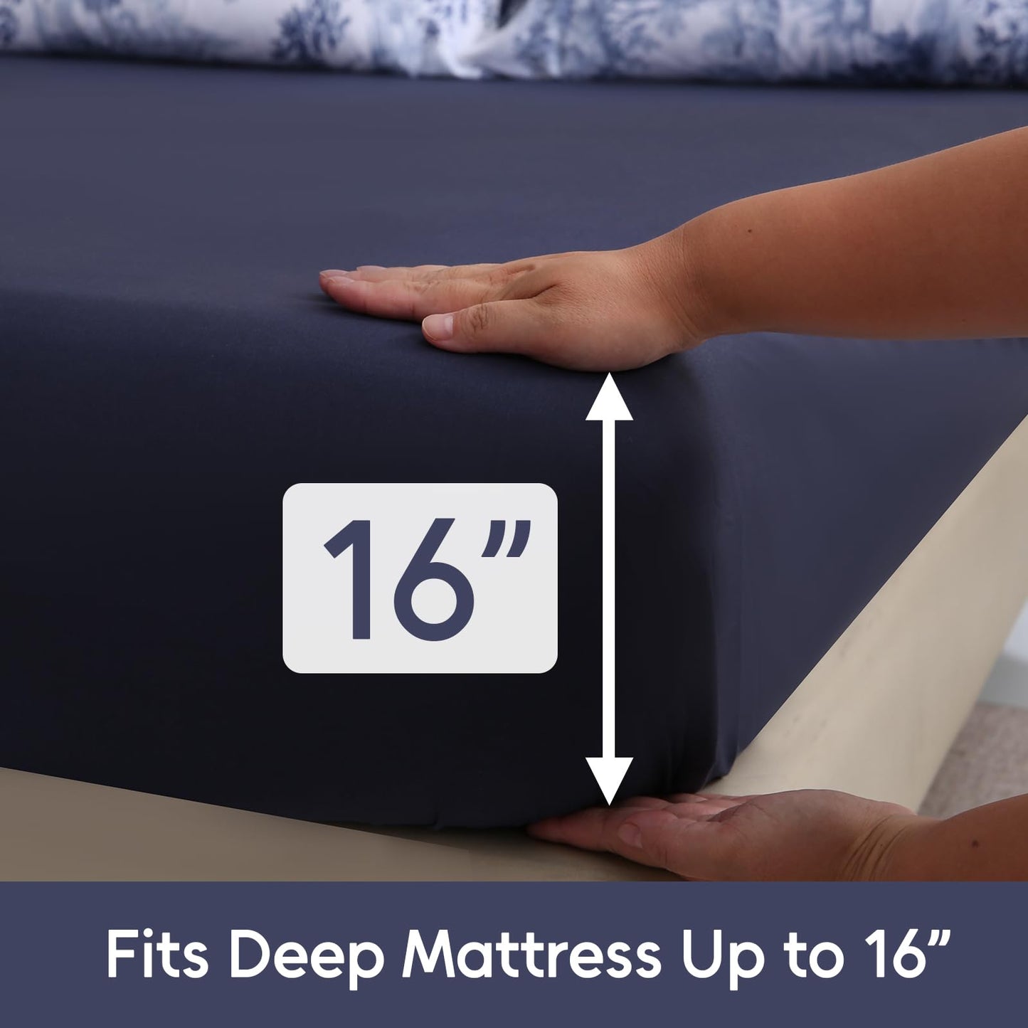 LONAVA Botaincal King Size 6 Pcs Sheet Set, Breathable Microfiber Deep Pocket Navy Fitted Sheets, Comfy & Breathable Patterned Flat Sheets,4 Gentle Soft Pillowcases, Blue Forest