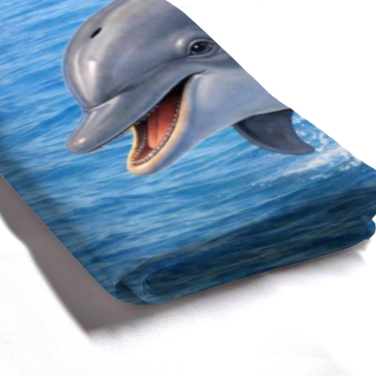 InkRain Ocean Bulldog Shower Curtain with 12 Hooks Cute Puppy Riding Dolphin Bathroom Decor Waterproof Polyester Fabric Coastal Beach Bath Curtain 72x72 Inch