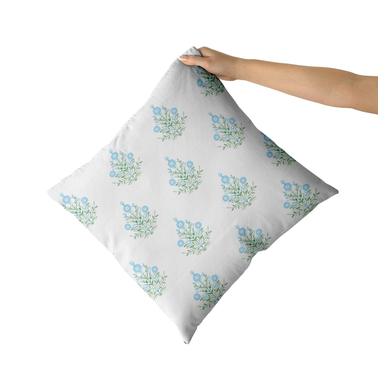 Giwawa Baby Blue Floral Pillow Covers 18x18 Inch Set of 2 Blue Green Flower Leaves Print Decorative Throw Pillow Cases Coastal Patio Farmhouse Decoration for Sofa Couch Bed