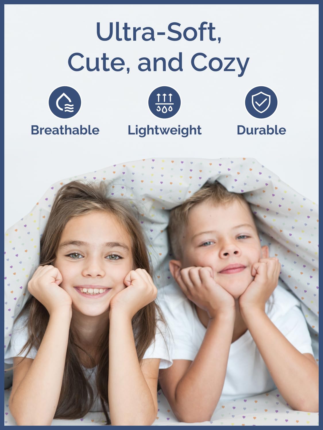 Kids Twin Size Bed Sheet Set - 3 Piece Kids Loft Bed Sheets - Soft, Cute and Cozy - Comfy, Breathable and Machine Washable - Easy-Care & Wrinkle Free Hearts Bed Set for Boys, Girls, Teens & Toddlers