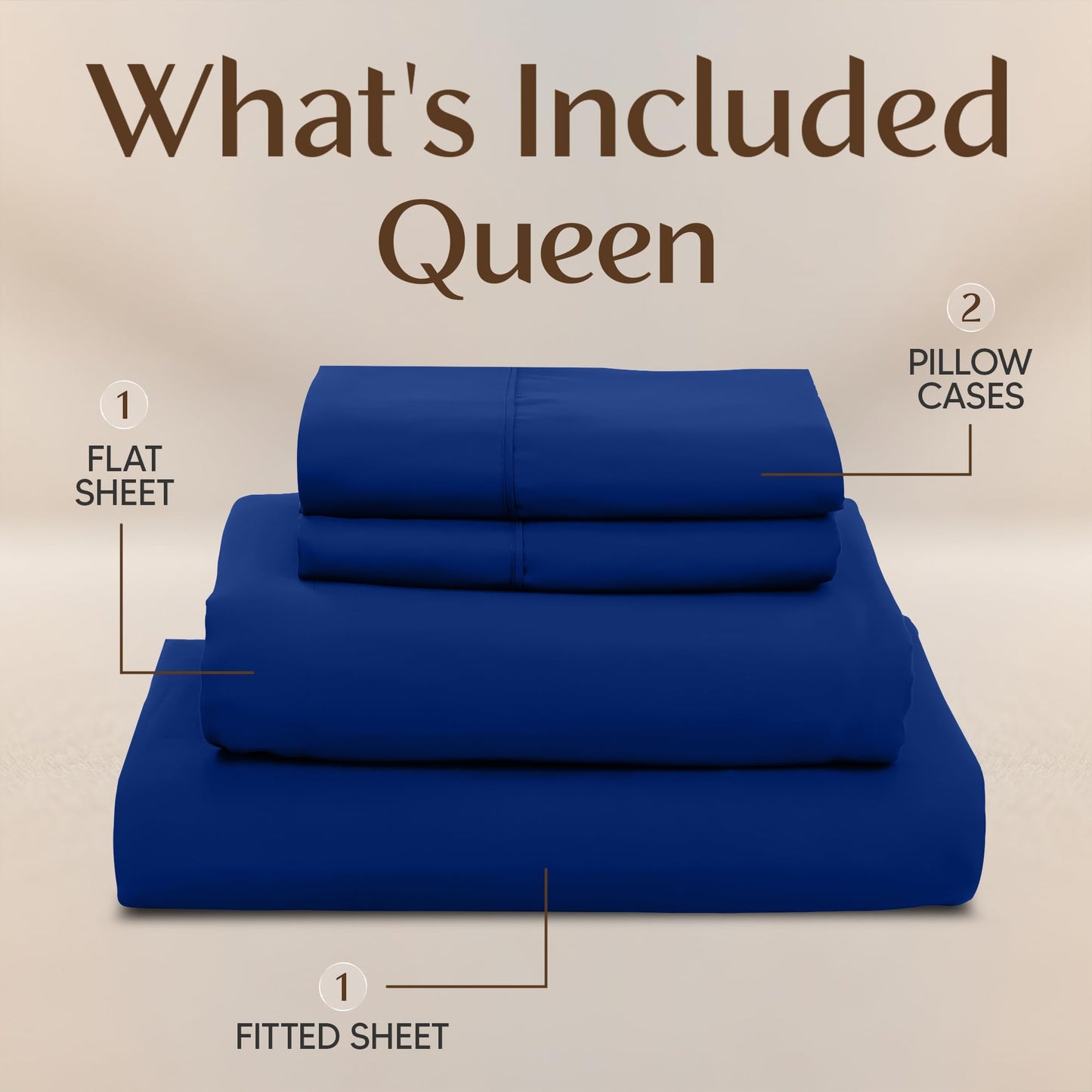 Utopia Bedding Queen Size Sheet Set – 4 Piece Bed Sheets, Soft and Breathable Microfiber, Includes 1 Fitted Sheet, 1 Flat Sheet and 2 Pillowcases – Oeko Tex (Royal Blue)