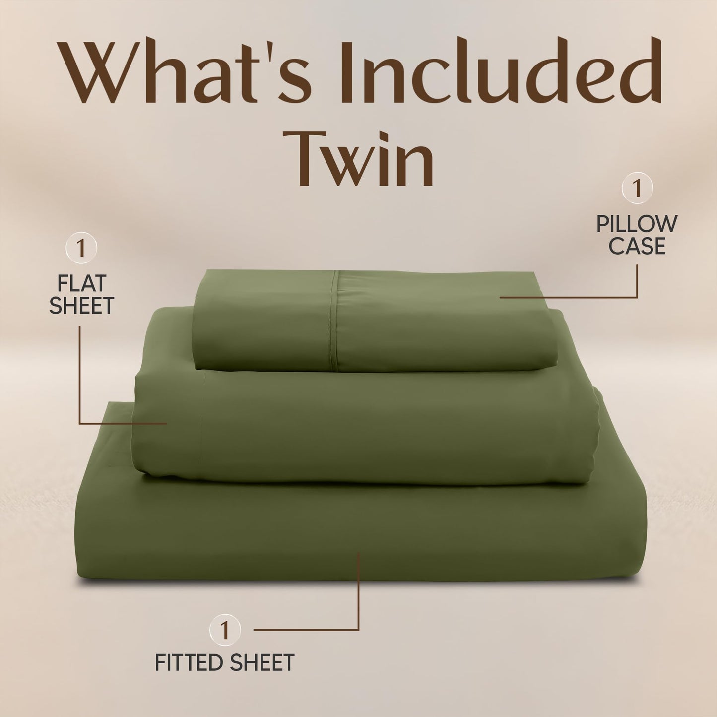 Utopia Bedding Twin Sheet Set – 3 Piece Bed Sheets for Twin Size Bed, Soft and Breathable Microfiber, Includes 1 Fitted Sheet, 1 Flat Sheet and 1 Pillowcase – Oeko Tex (Olive)