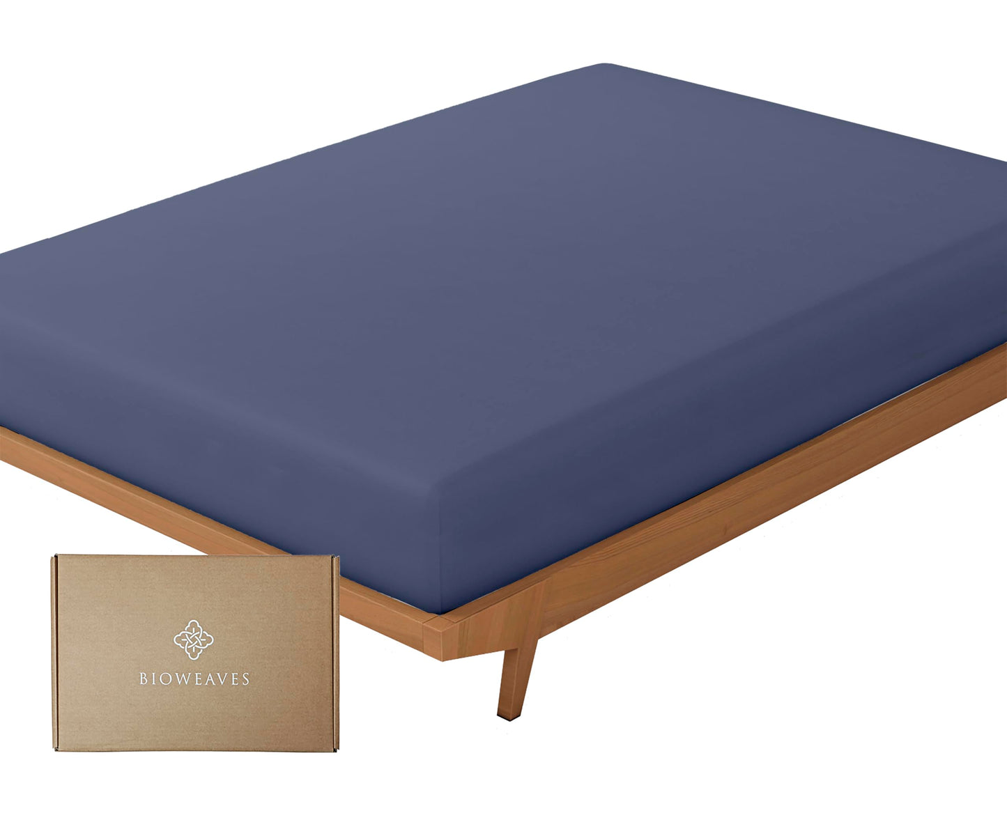 Bioweaves 100% Organic Cotton 1 Fitted Sheet Queen Size Only | 300 Thread Count Sateen Weave GOTS Certified with Deep Pocket - Mineral