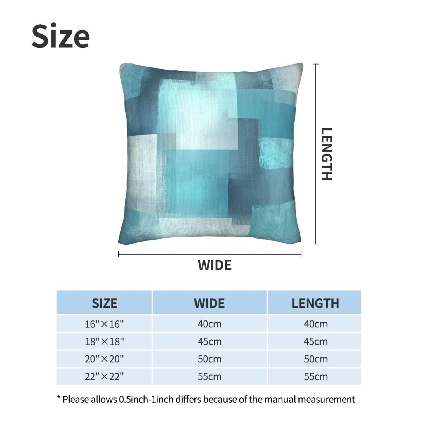 Droerfes Turquoise Grey Teal Throw Pillow Covers Set of 2 Couch Pillow Case Decoration Cushion Covers for Sofa Home Living Room Bedroom Outdoor 18X18 Inch