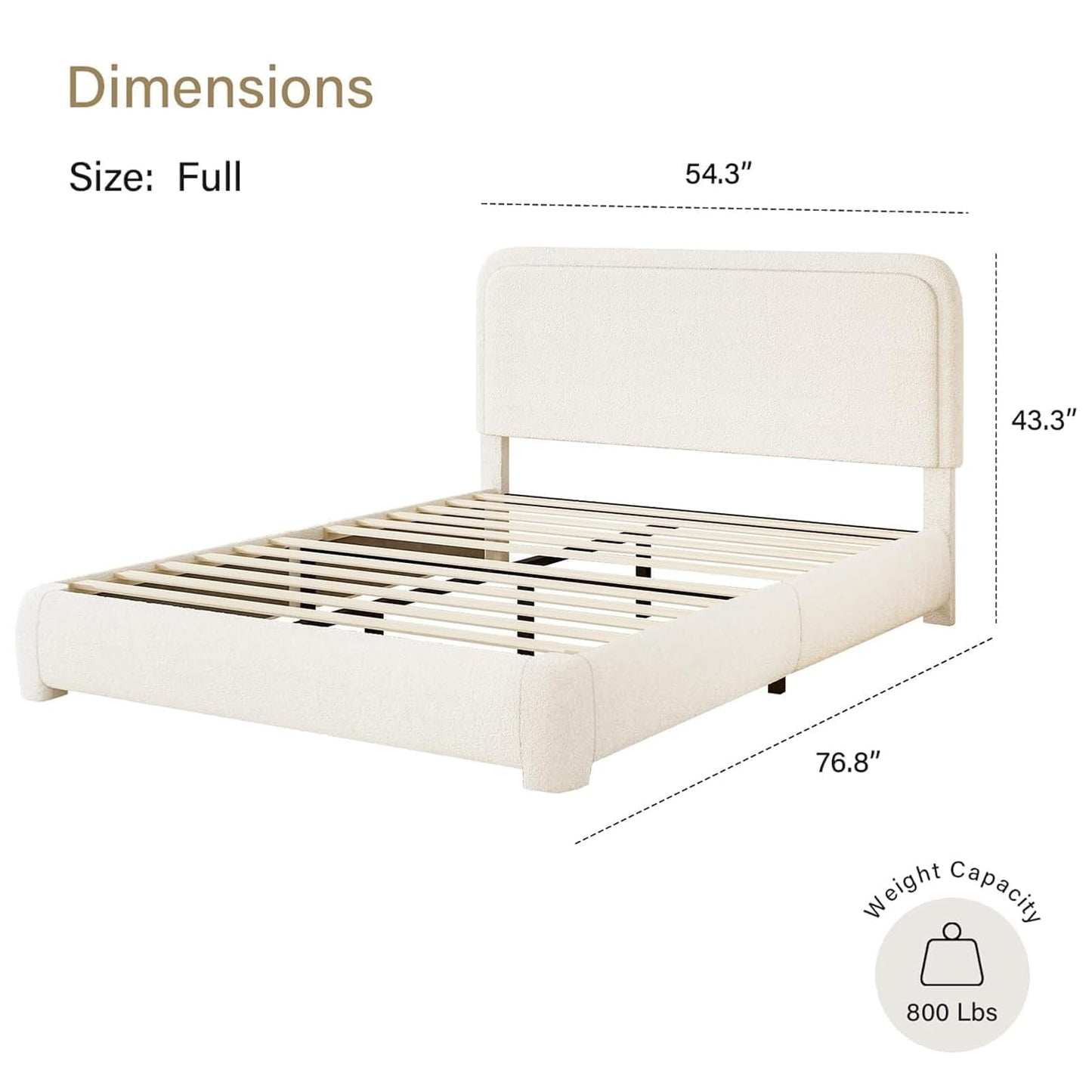 BarnFurin Full Size Bed Frame with Headboard, Cloud Boucle Upholstered Platform Bed Frame, Soft Rounded Corners, No Box Spring Required, Non-Slip and Noise-Free, Easy Assembly, Cream