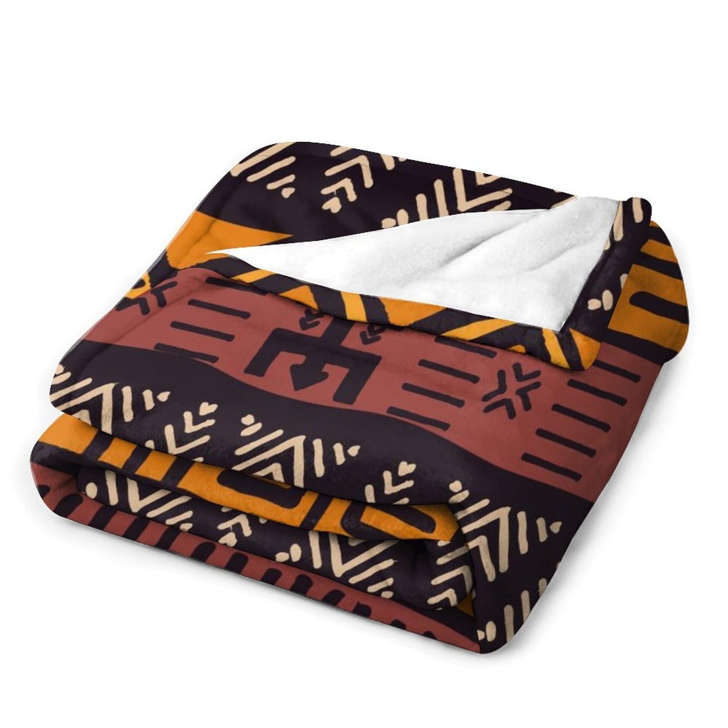 ZhiRain African Tribal Throw Blanket African Mud Cloth Pattern Abstract Geometric Ethnic Traditional Blanket for Sofa Bed Couch Chair Or Dorm 50"x60"