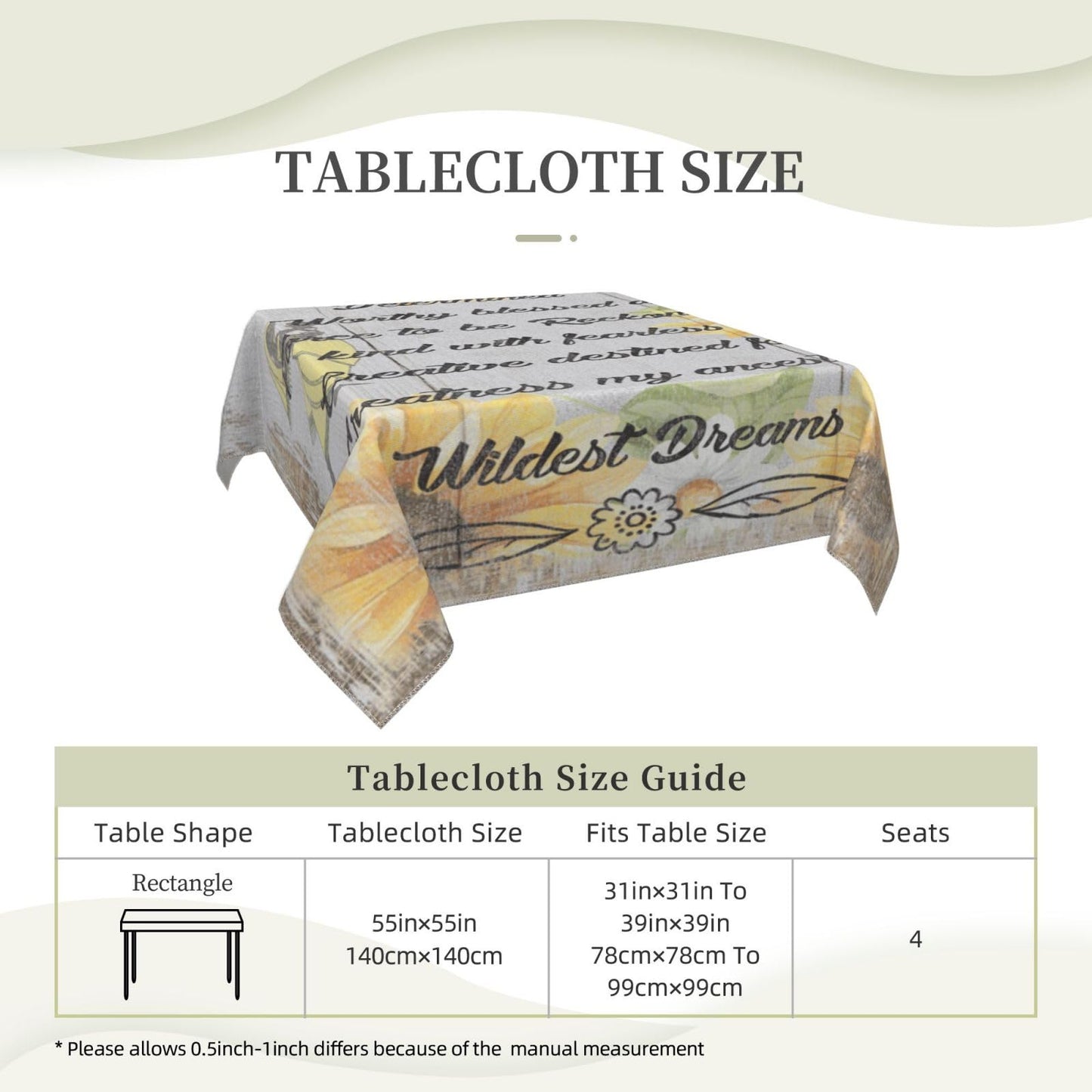 African America Women Inspirational Quote 55 - Inch Square Tablecloth - Wrinkle - Resistant Polyester Table Cover for Dining Room, Parties & Events